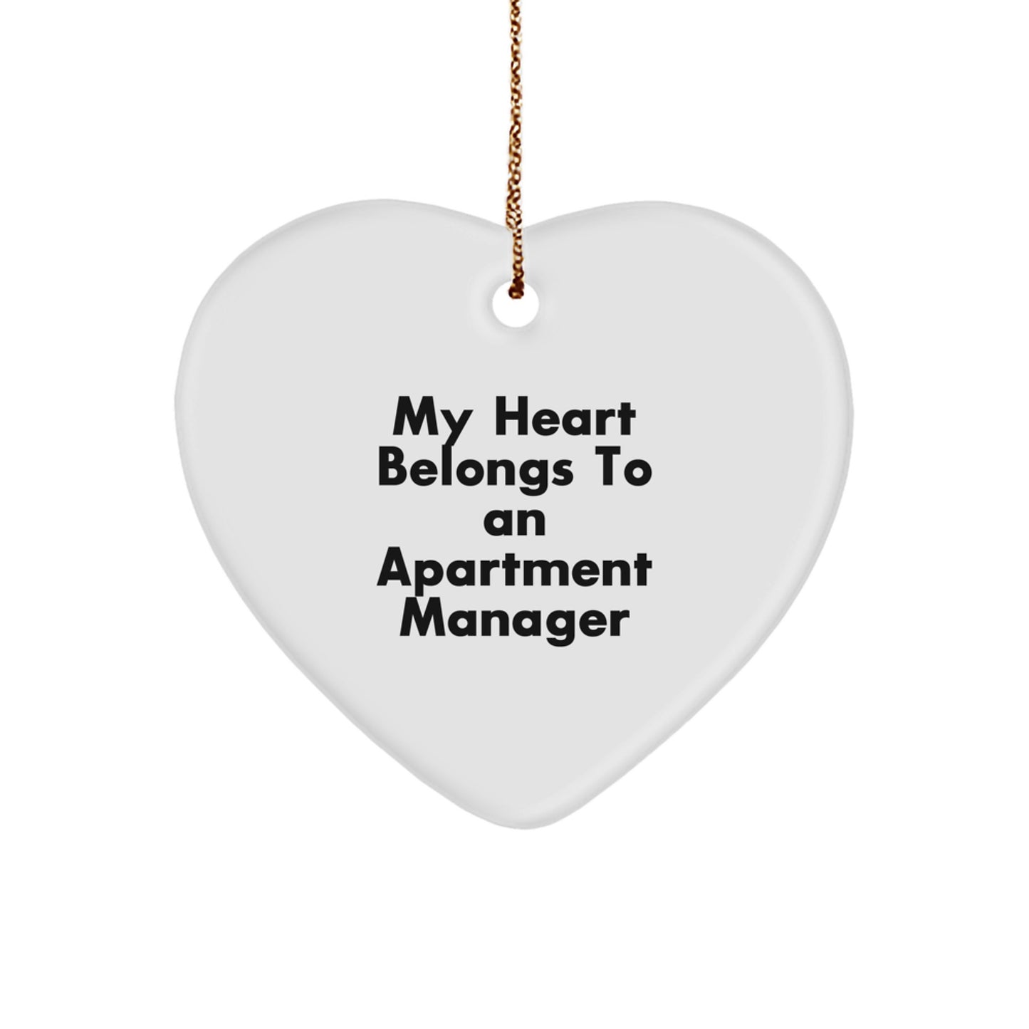 Funny Quote Gifts for Apartment Manager, Heart Ornament with Gold Cord, Christmas Unique Gifts from Friends, Coworkers, Family - Image 1
