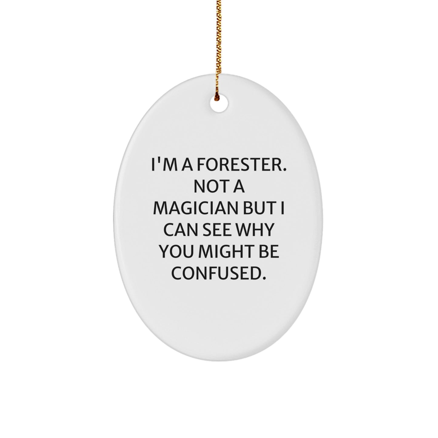 Forester Gifts from Friends - I'm A Forester, Not A Magician, Oval Ornament for Christmas - Image 1