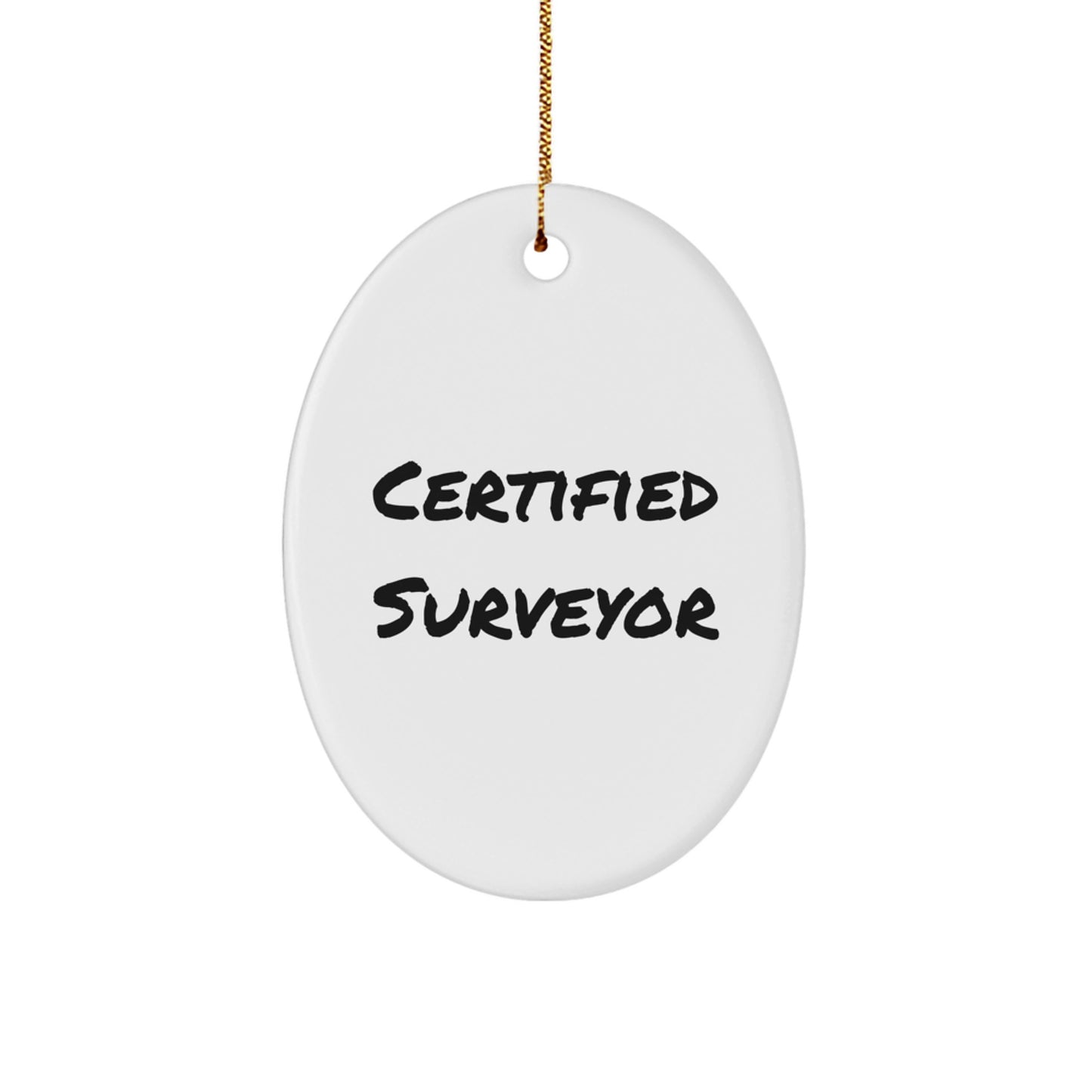 Funny Certified Surveyor Gifts from Men to Family - Oval Ornament for Christmas - Image 1