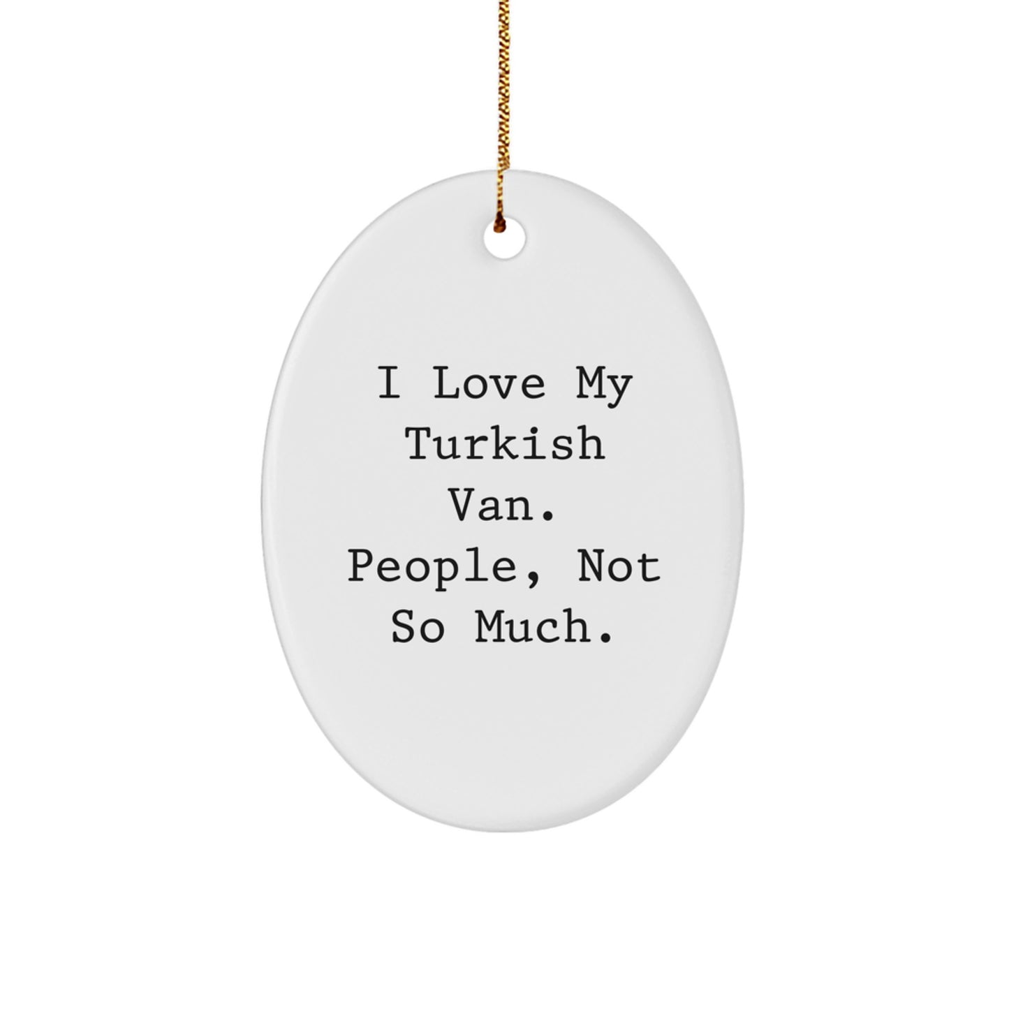 Funny Turkish Van Cat Oval Ornament Gifts from Friends to Family for Christmas Unique - Image 1
