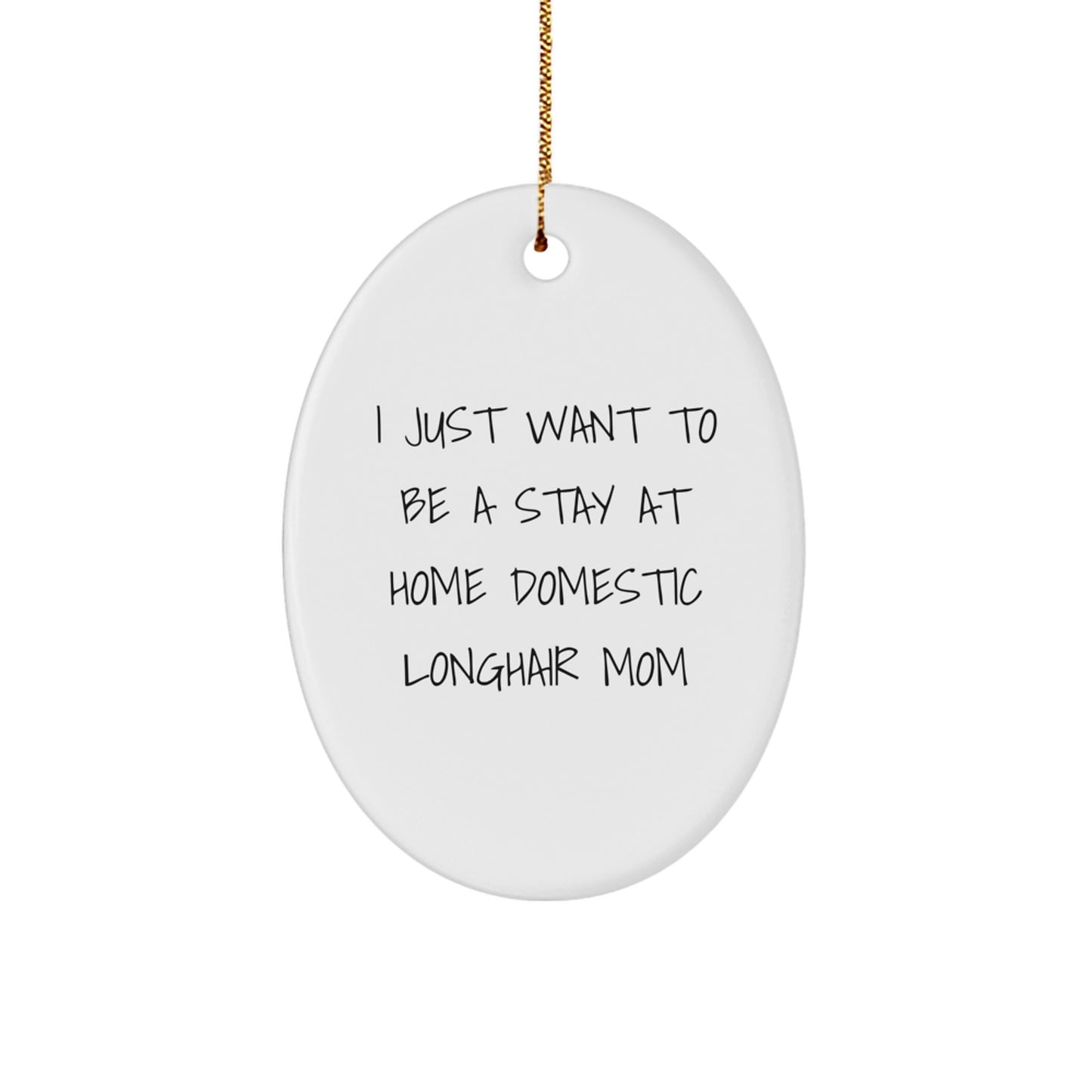 Domestic Longhair Cat Gifts for Her, Funny Quote Oval Ornament, Gifts from Family, Perfect Christmas Unique Gifts for Cat Lovers - Image 1
