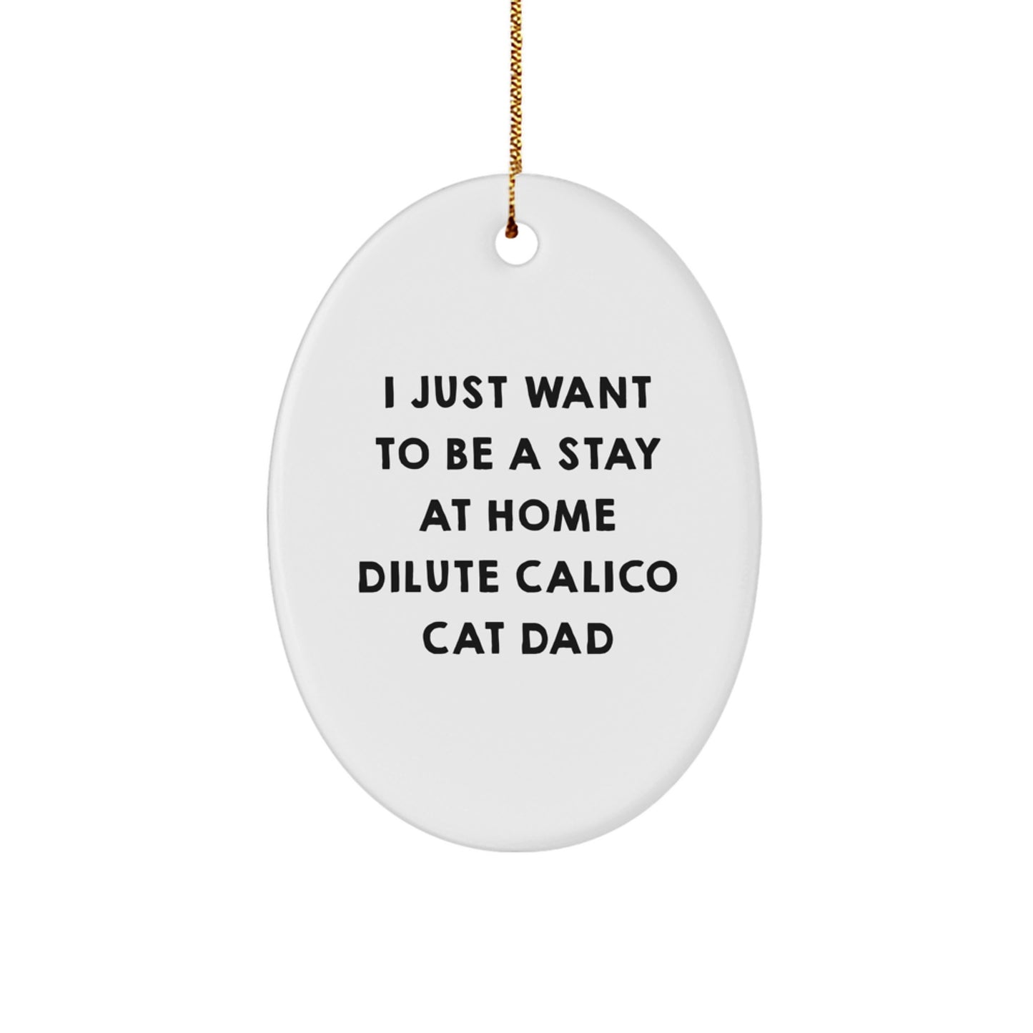 Dilute Calico Cat Dad Gifts, Oval Ornament for Men, Funny Quote, Christmas Unique Gifts from Family - Image 1