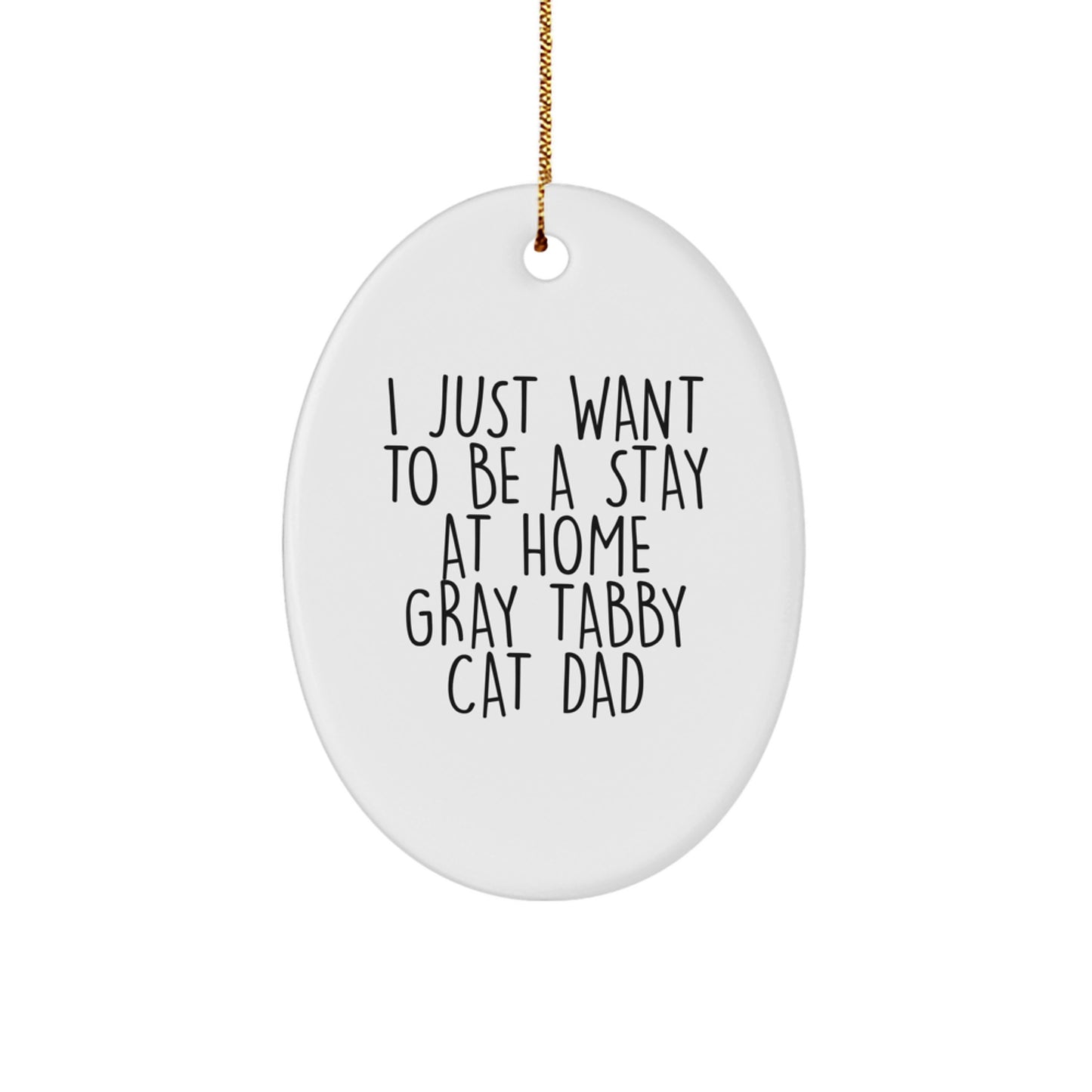 Gray Tabby Cat Oval Ornament Gifts from Dad to Gray Tabby Cat Lover for Christmas Unique - Image 1