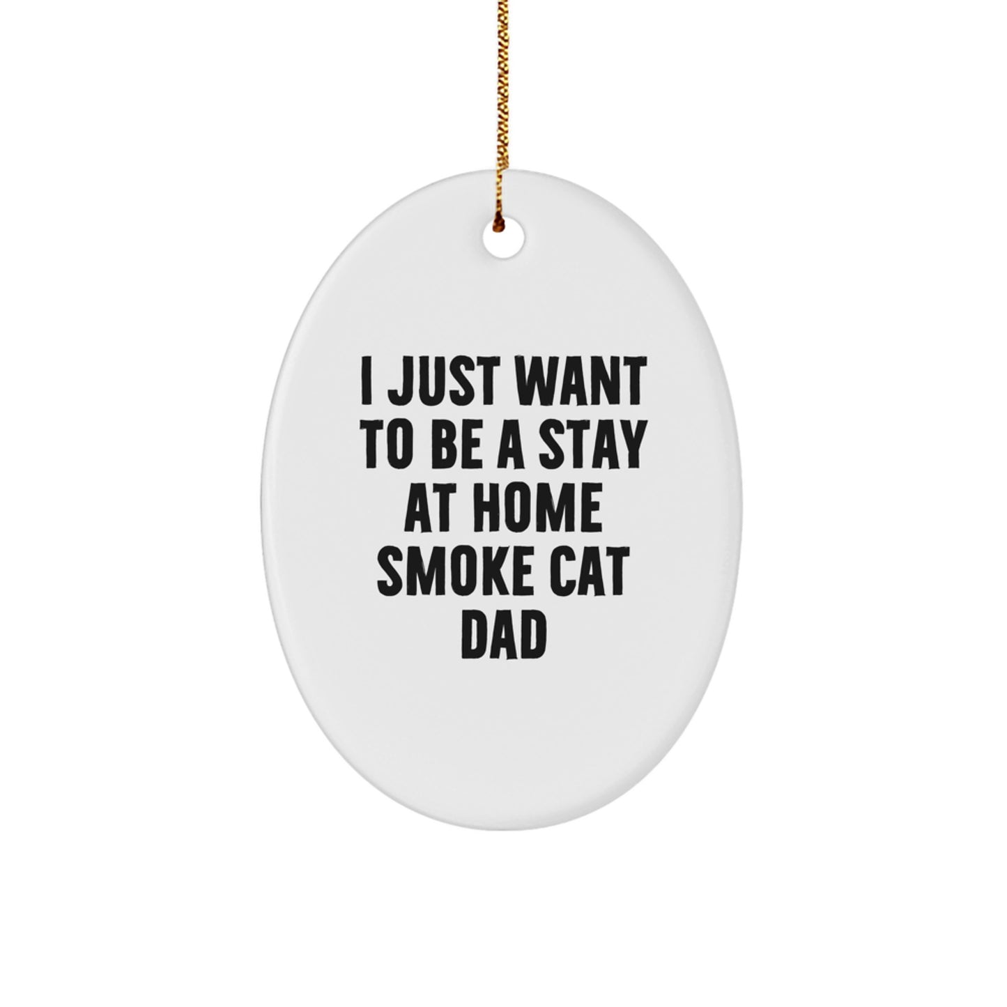 Funny Smoke Cat Dad Gifts from Men to Family Members - Oval Ornament for Christmas Unique Gifts - Image 1