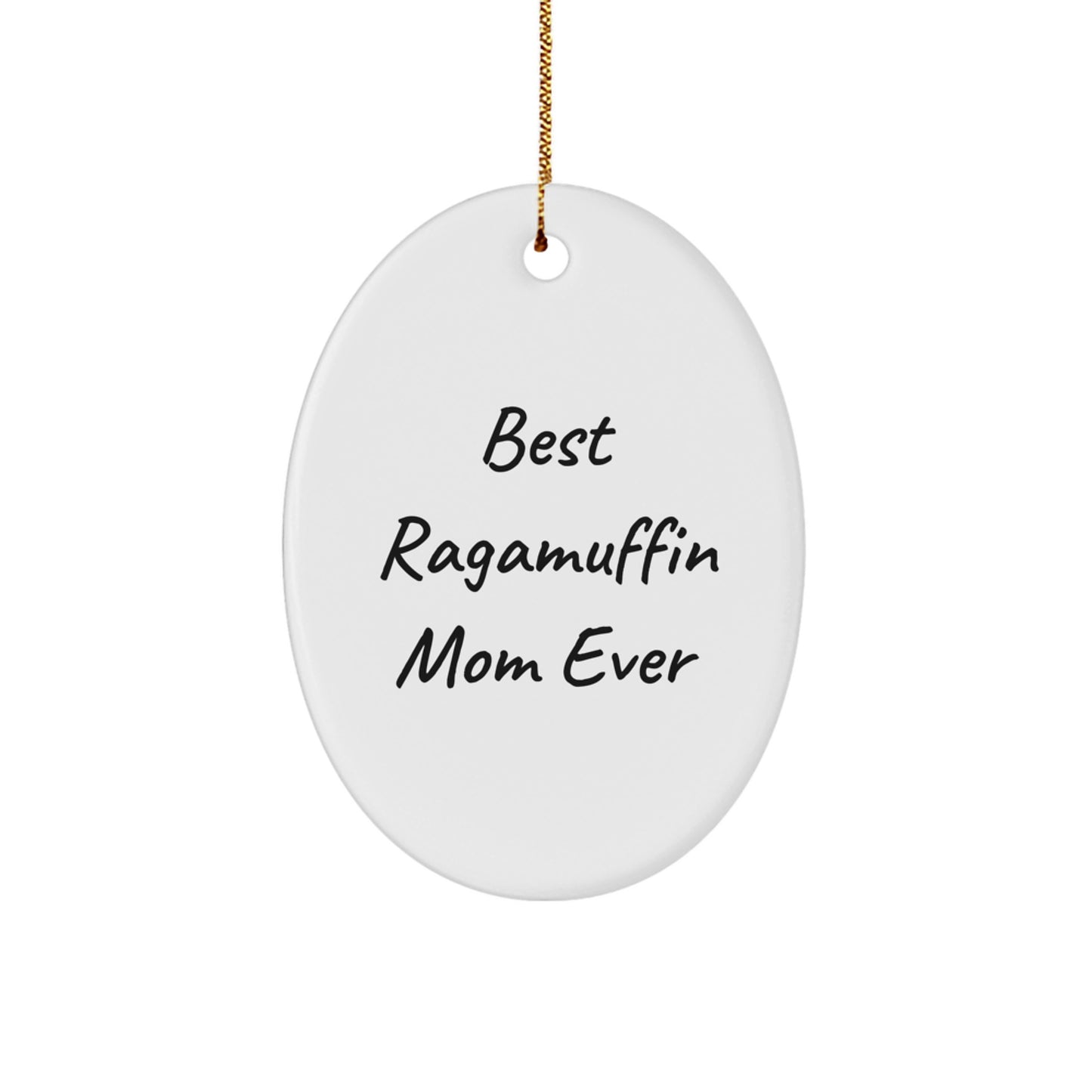 Funny Ragamuffin Cat Mom Christmas Unique Gift Unique Oval Ornaments for Friends Family - Image 1