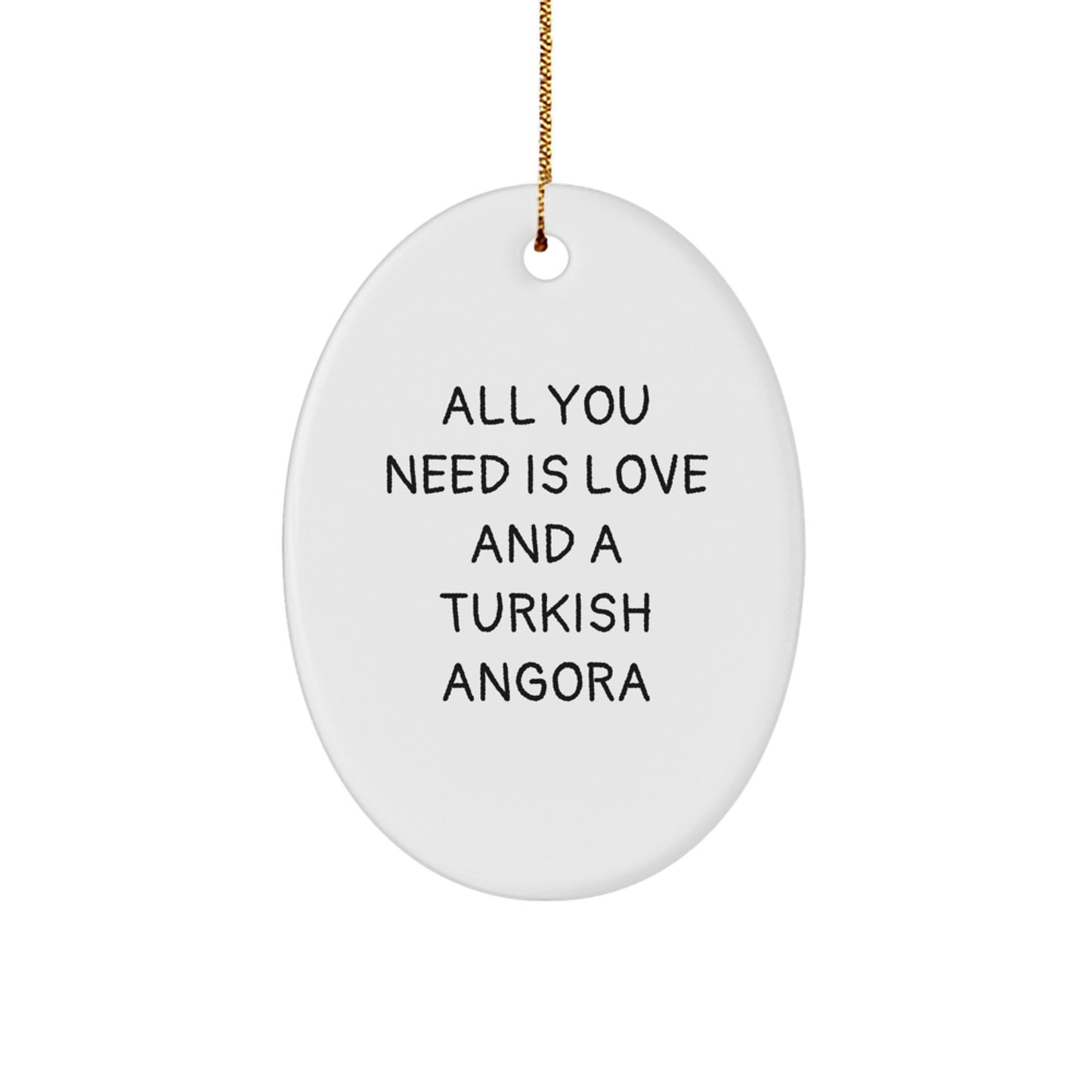 Turkish Angora Cat Oval Ornament, Inspirational Christmas Unique Gifts from Friends to Family - Image 1