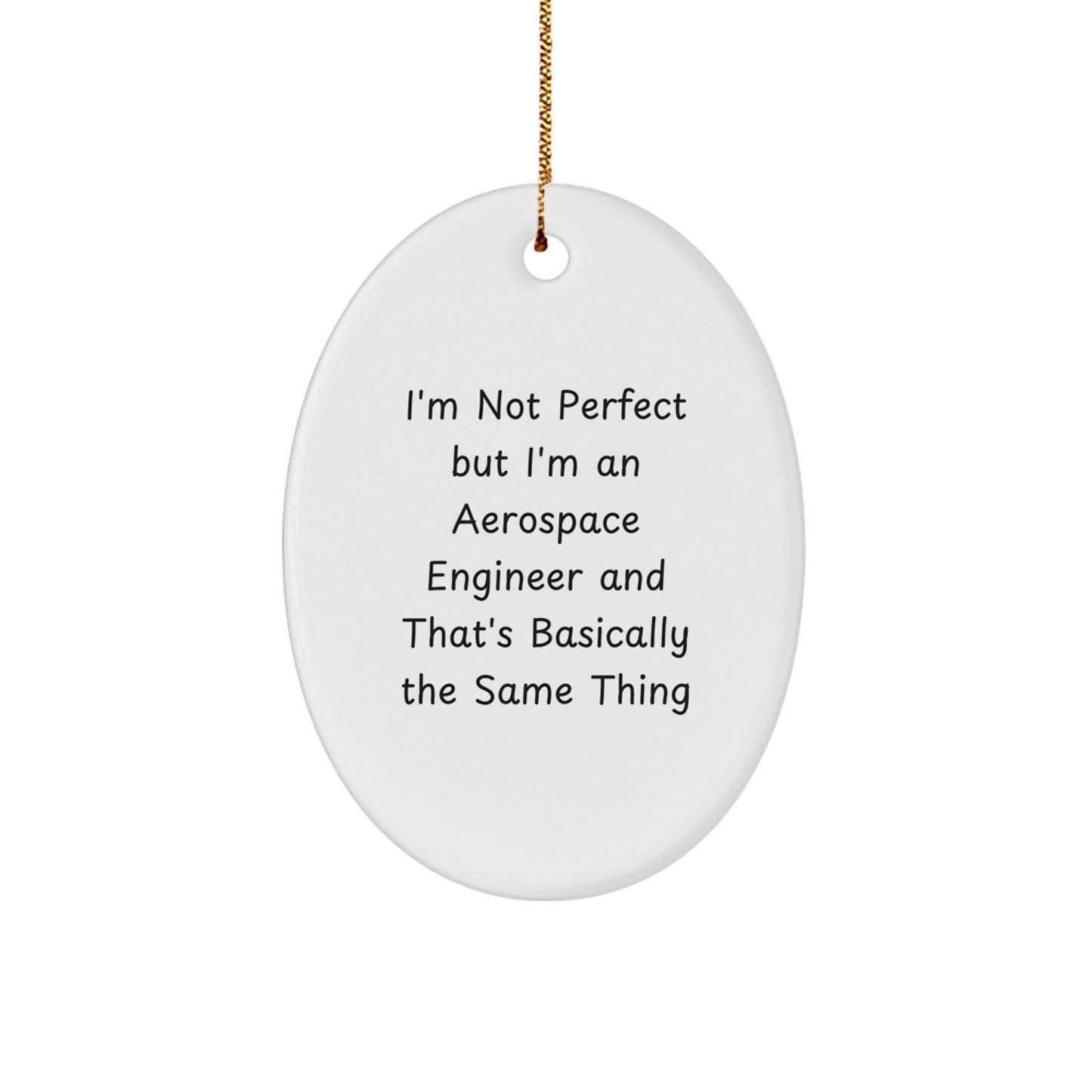 Funny Gift from Family to Aerospace Engineer Friends - 'I'm Not Perfect' Oval Ornament, Christmas Unique Gifts - Image 1