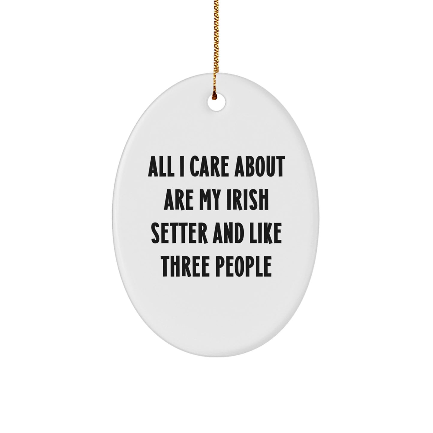 Irish Setter Dog Lover Gifts from Friends - Oval Ornament with Funny Quote All I Care About Are My Irish Setter And Like Three People - Christmas Unique Finds - Image 1
