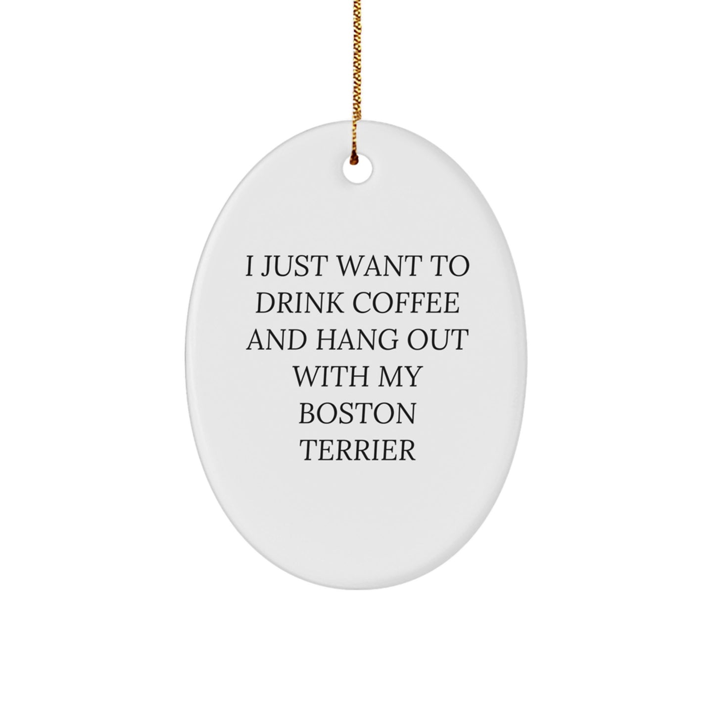 Boston Terrier Dog Oval Ornament Gifts for Friends and Family - Funny Quote - White Oval Shaped Decorative Hanging Christmas Unique Gifts from Men - Image 1
