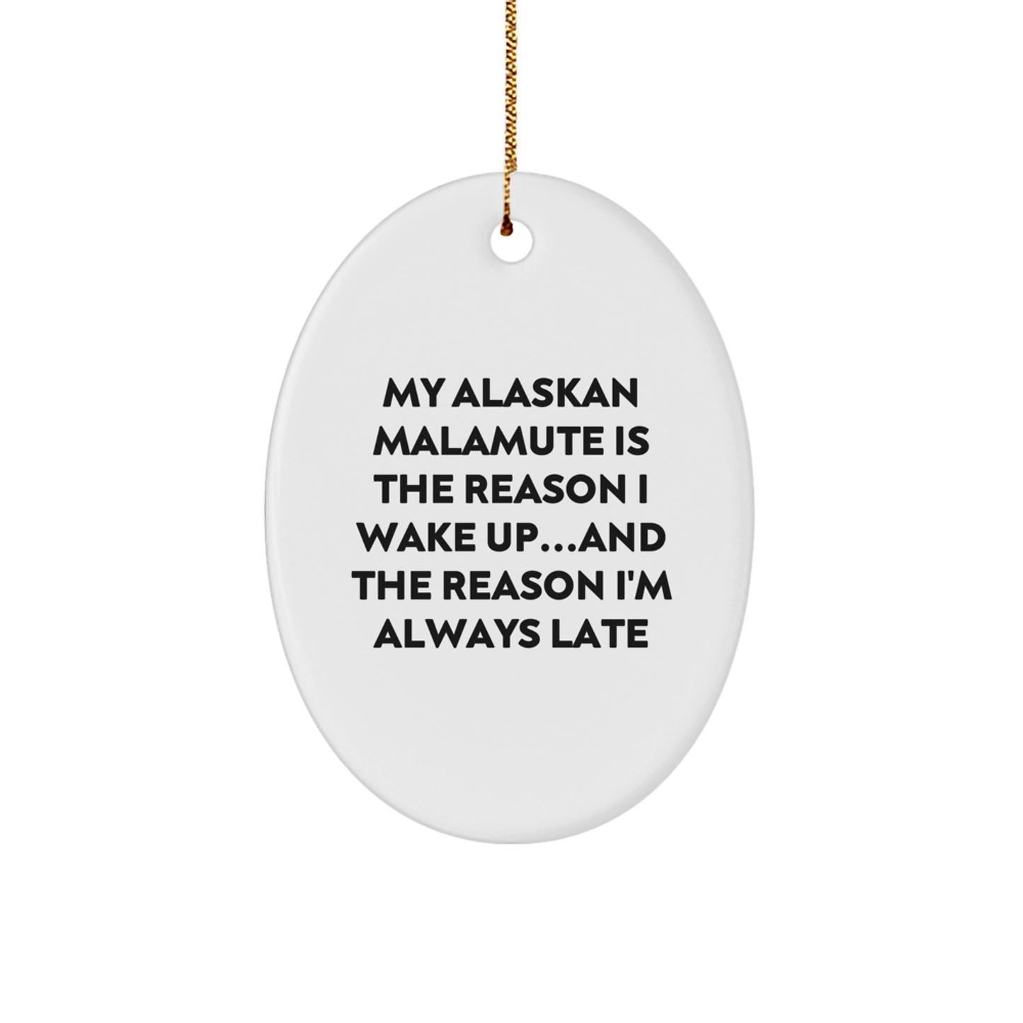 Funny Alaskan Malamute Dog Christmas Unique Gifts for Friends, Oval Ornament from Lover - Image 1