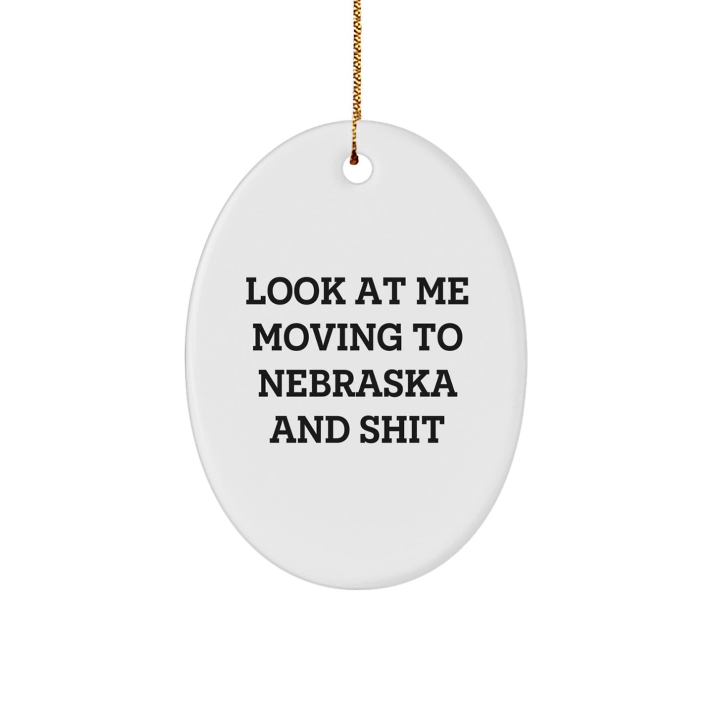 Funny Quote Oval Ornament Nebraska Gifts for Friends and Family - Unique Christmas Decorations from Men to Women - Image 1