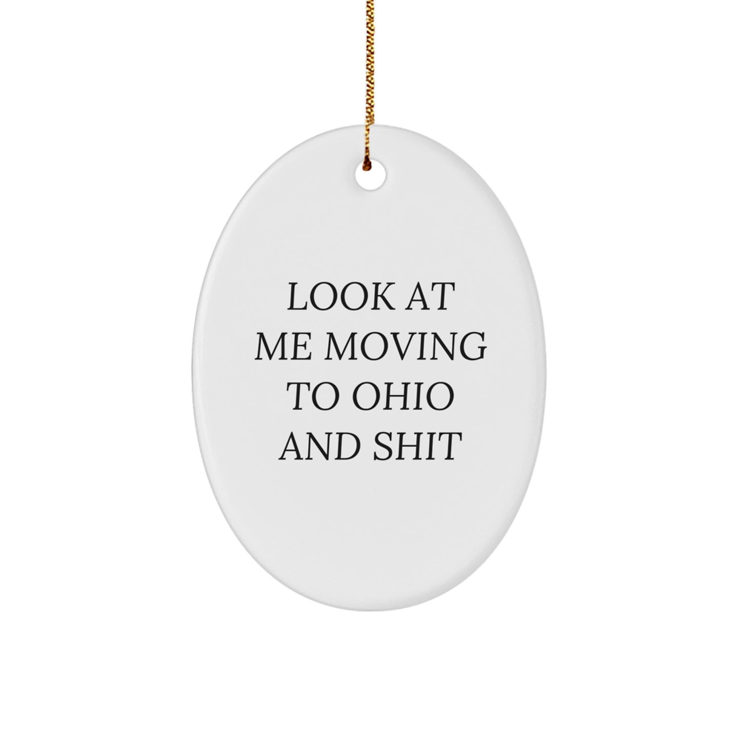 Funny Ohio Oval Ornament Gifts from Friends and Family for Ohio Men and Women Moving to Ohio Christmas Unique Decorations - Image 1