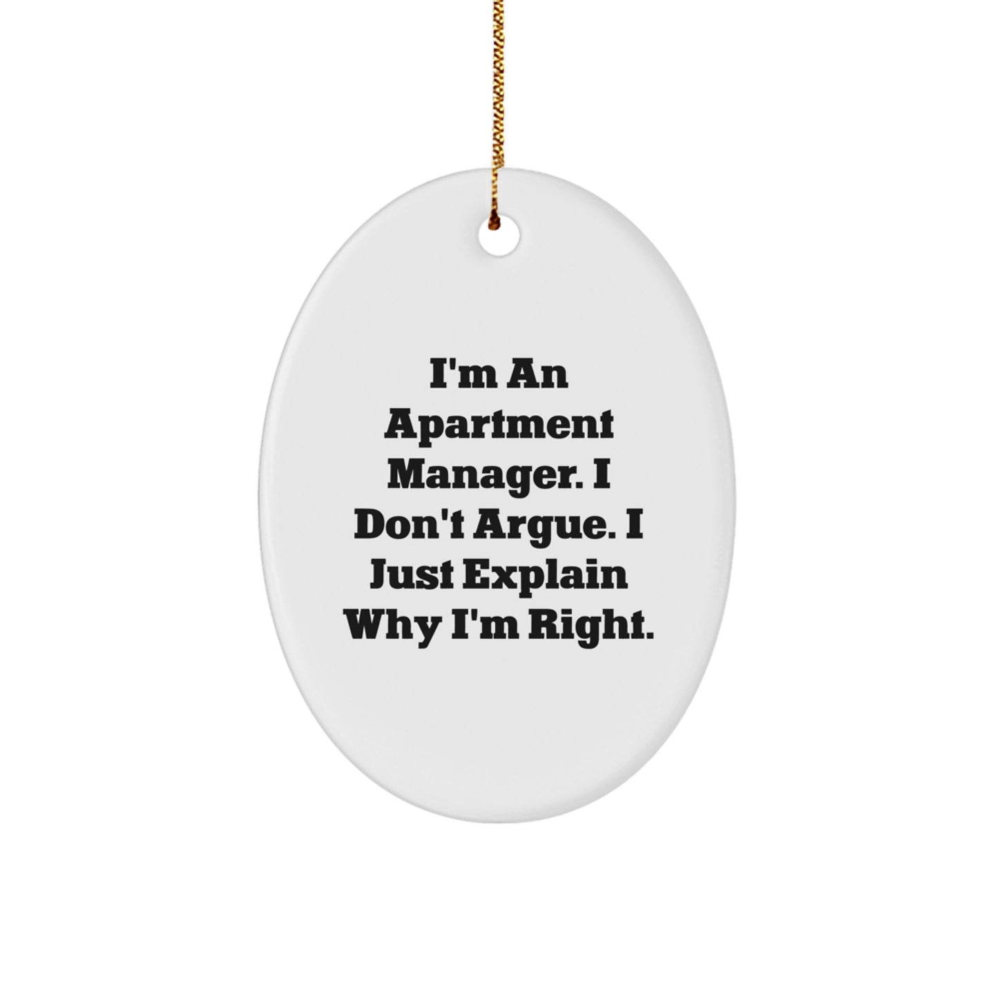 Funny Apartment Manager Gifts from Friends Unique Oval Ornament for Christmas - Image 1