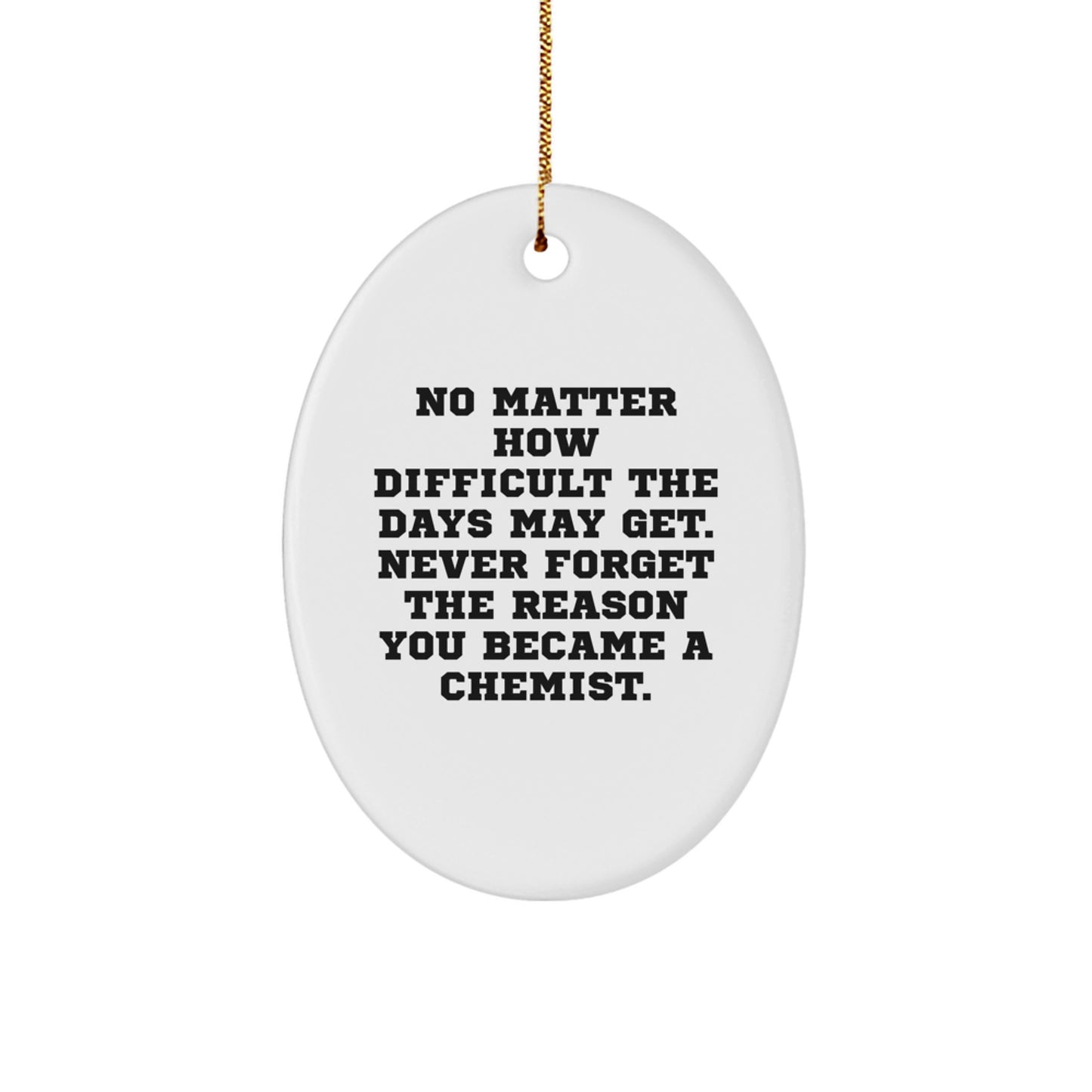 Gifts from Family and Friends for the Chemist Who Never Gives Up, Funny Oval Ornament for Christmas Unique Gifts - Image 1