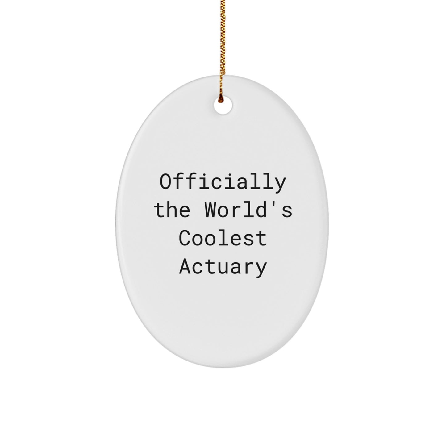 Gifts from Friends and Family - Officially The World's Coolest Actuary Oval Ornament, Fun Christmas Unique Gift for Actuary, Oval Shape Decoration - Image 1