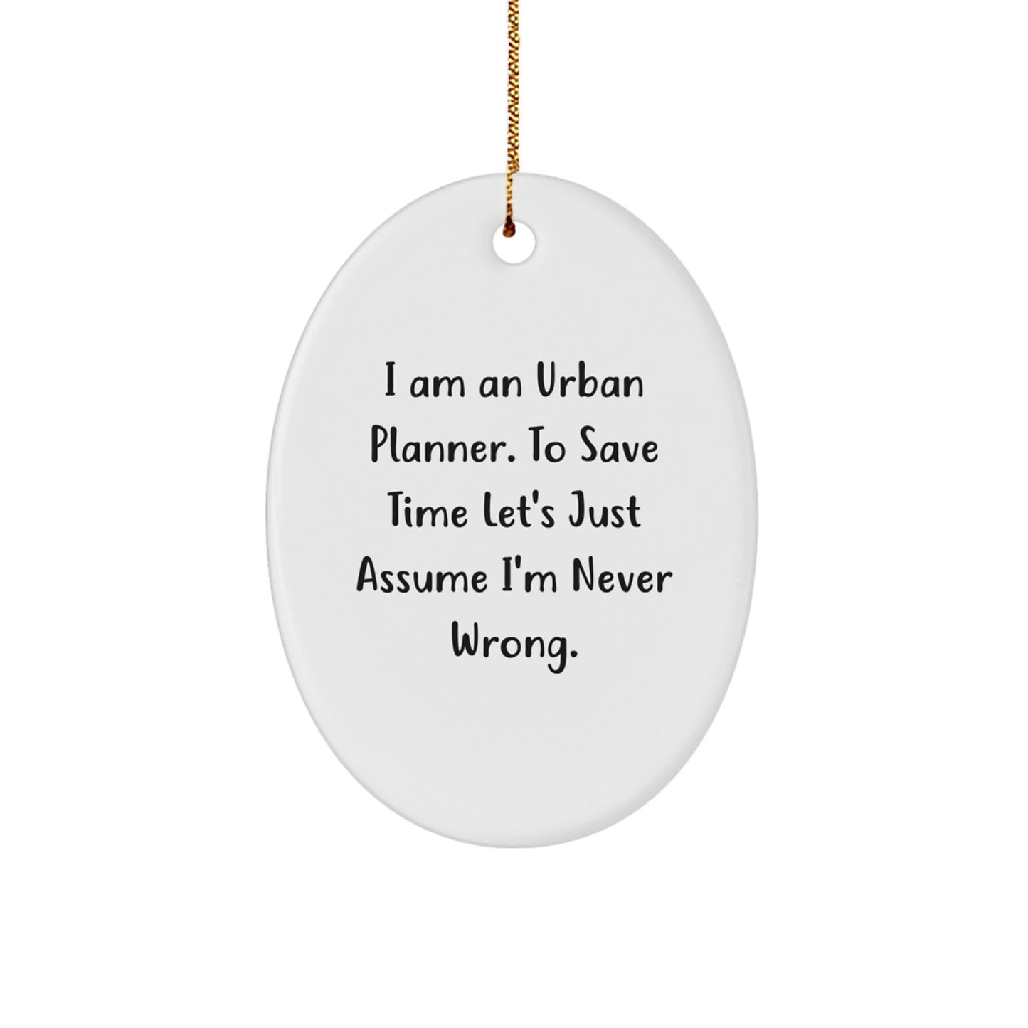 Urban Planner Christmas Oval Ornament Gift from Friends to Men - Funny Quote - Image 1