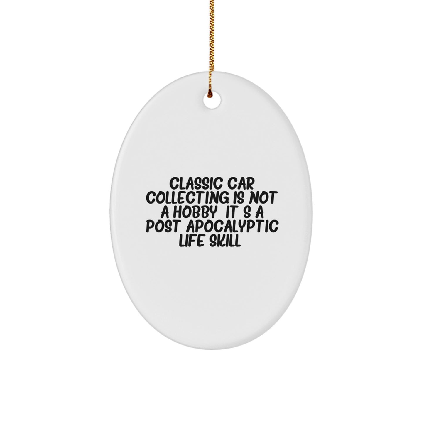 Classic Car Collecting Oval Ornament, Funny Gift for Classic Car Enthusiasts, Christmas Unique Gifts from Friends to Family - Image 1