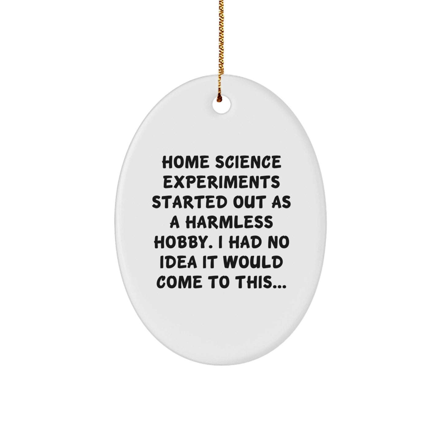 Home Science Experiments Funny Quote Oval Ornament Gifts from Family for Home Science Experiments Enthusiasts at Christmas Time - Image 1