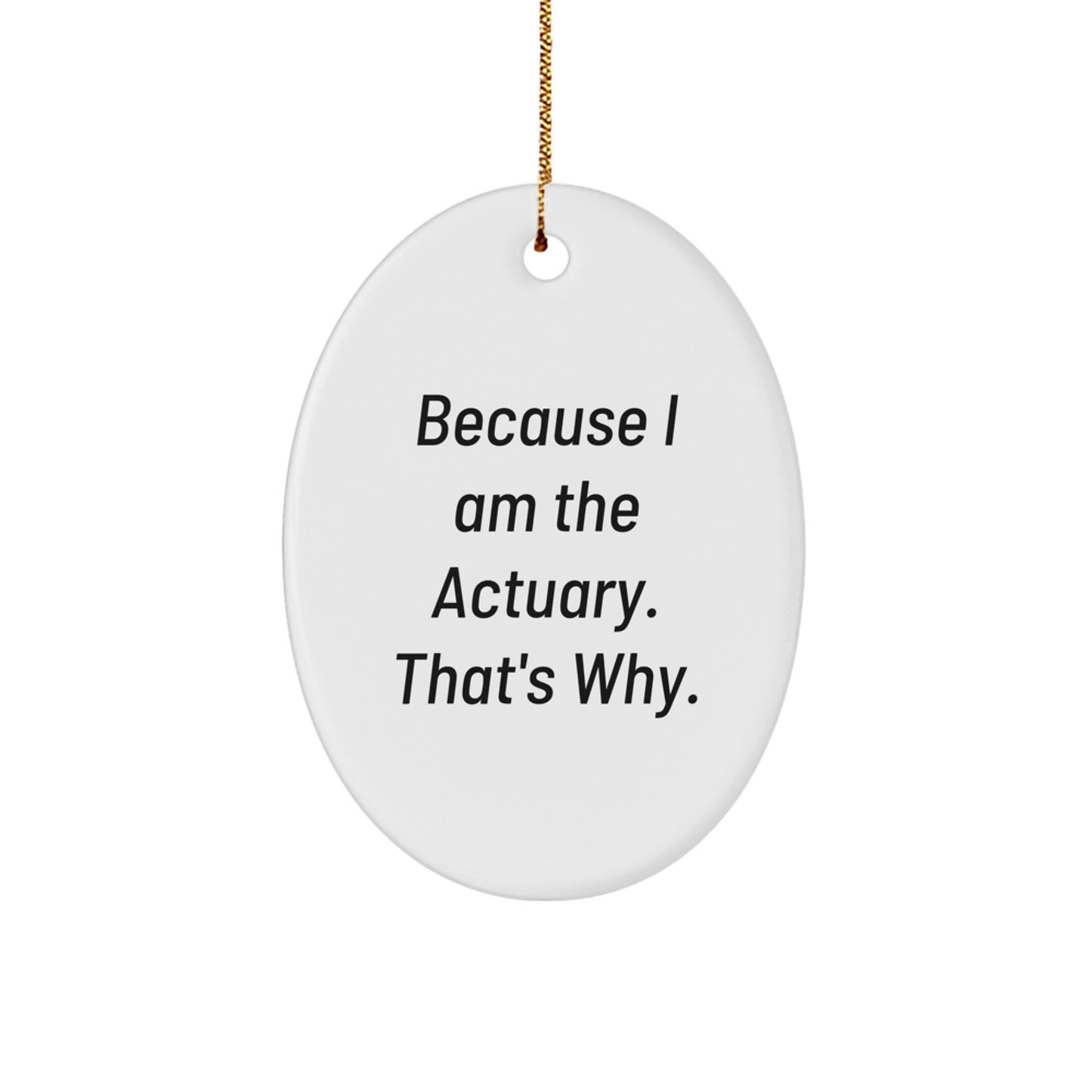 Funny Actuary Gifts from Friends - Oval Ornament Because I Am The Actuary That's Why - Unique Christmas Decorations for Actuary Men Women Coworkers Family - Image 1