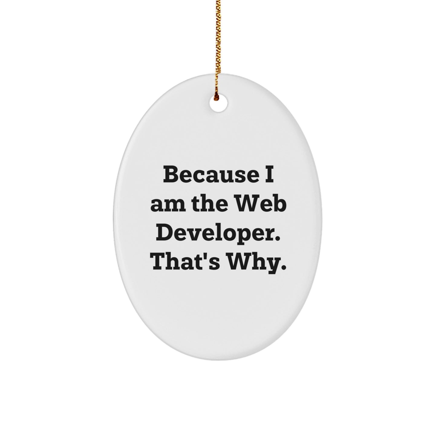 Funny Web Developer Oval Ornament Gifts from Friends, Gifts for Web Developers, Because I Am The Web Developer That's Why, Oval Ornament Christmas Unique Gifts, Web Developer Christmas Unique Gifts - Image 1