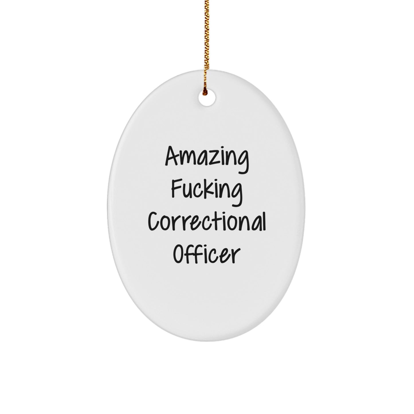 Funny Correctional Officer Gifts from Men, Oval Ornament with Amazing F--king Correctional Officer Quote, Unique Christmas Unique Gifts for Correctional Officer - Image 1