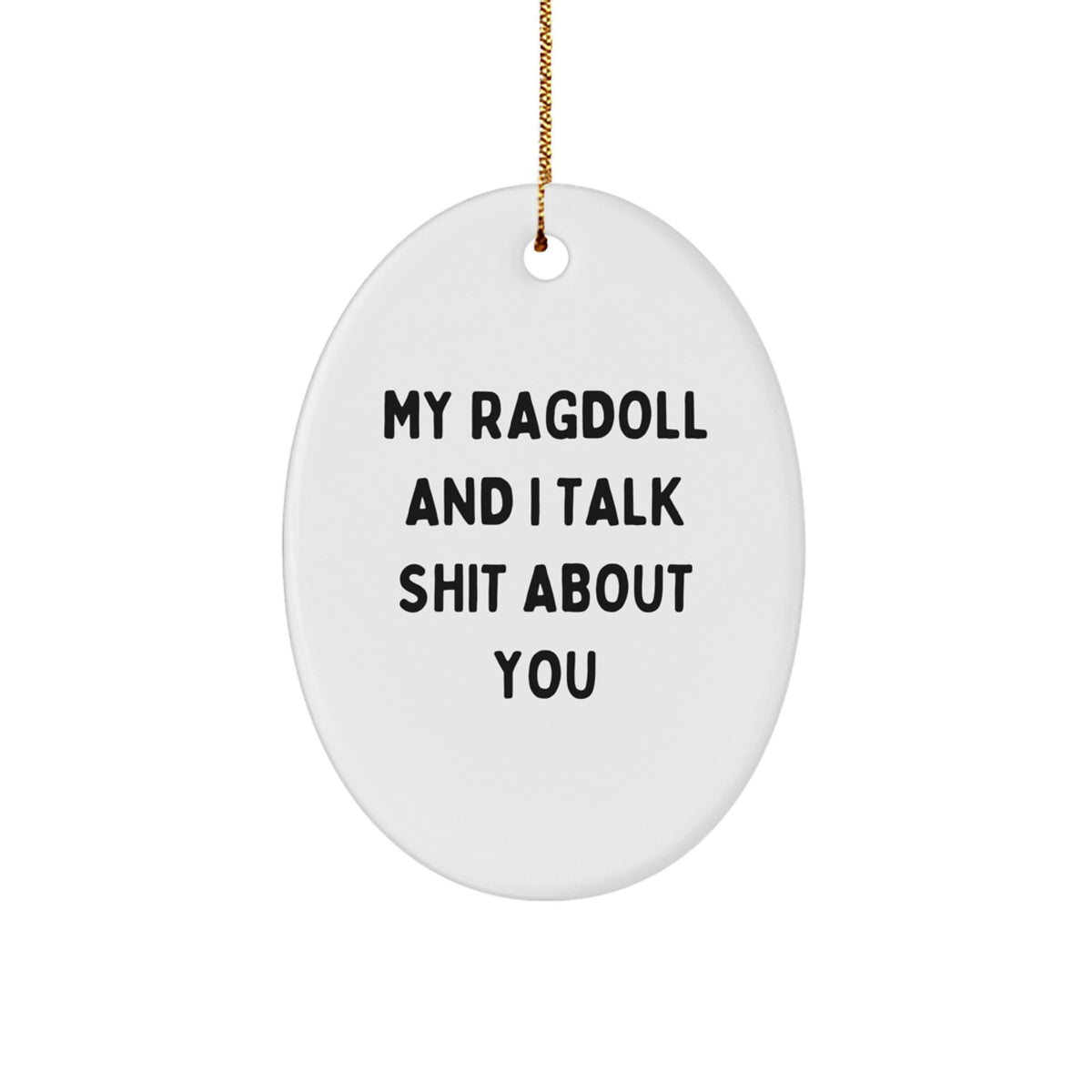 Funny Ragdoll Cat Oval Ornament Gifts from Friends and Family for Christmas Unique Presents - My Ragdoll And I Talk Shit About You Christmas Unique Gift - Image 1