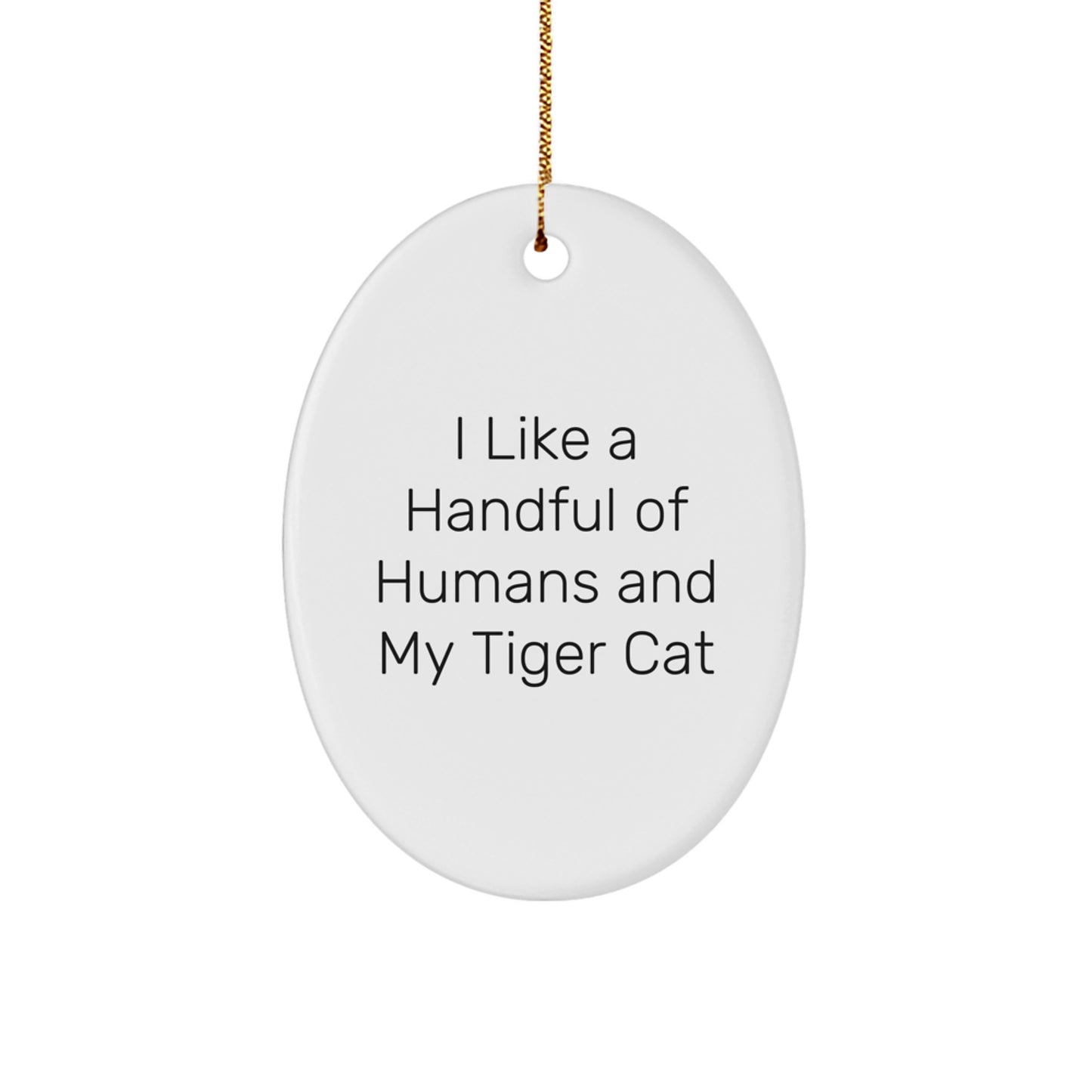 Funny Tiger Cat Oval Ornament Gift for Men, Women, Friends, or Family - I Love My Tiger Cat - Image 1