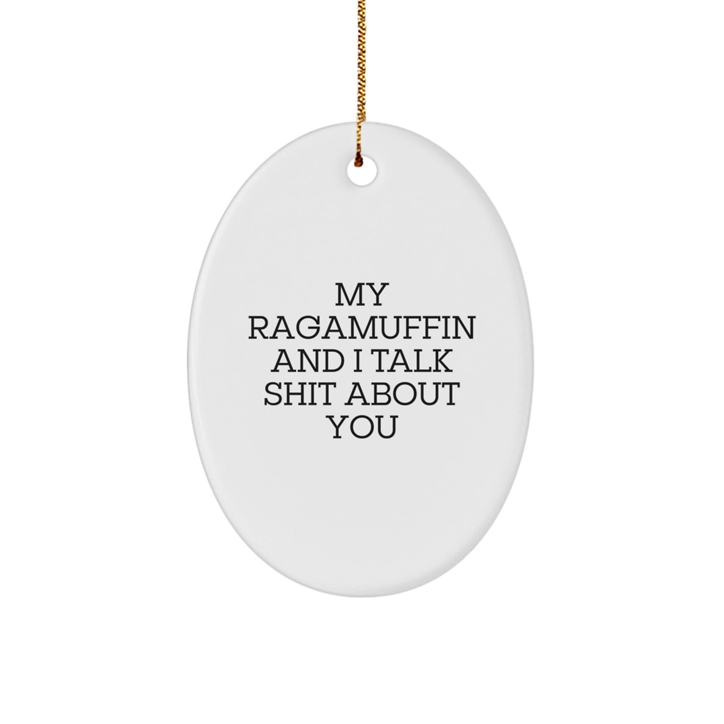 Funny Ragamuffin Cat Oval Ornament Gifts for Men, Women, Friends from Family - Cute Christmas Unique Presents - Image 1
