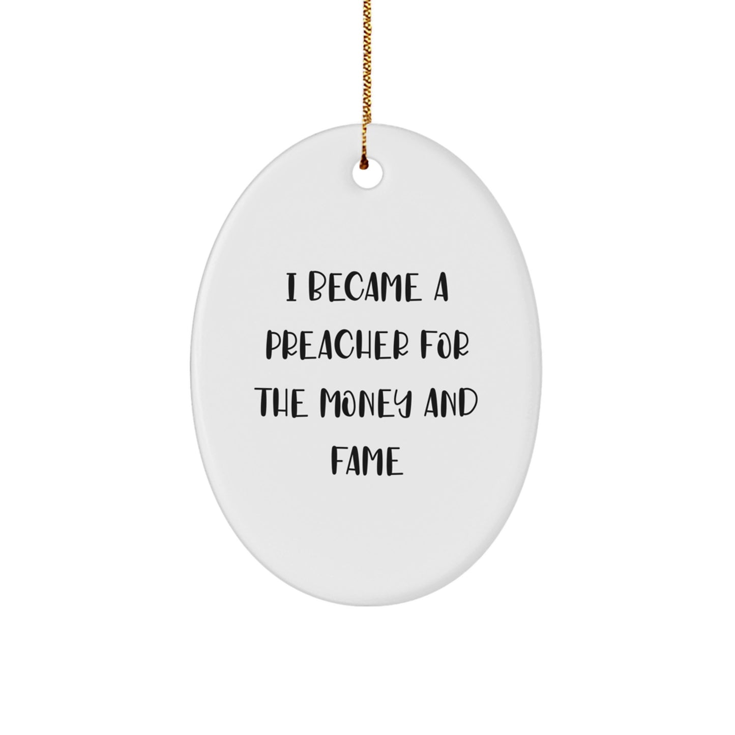 Funny Preacher Oval Ornaments Gifts from Men to Preacher Friends for Christmas Unique - Image 1