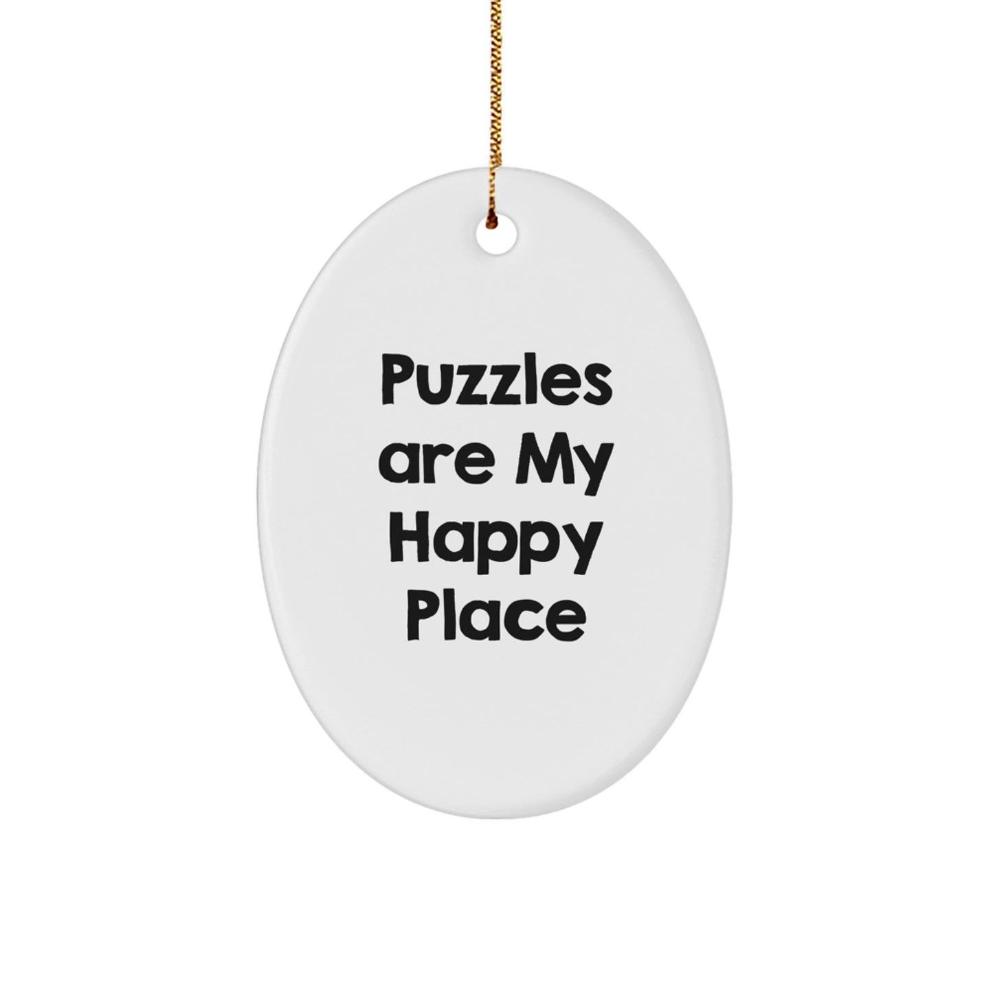 Puzzles Enthusiast Gifts from Friends and Family for Him Her Oval Ornament White Christmas Decoration - Image 1
