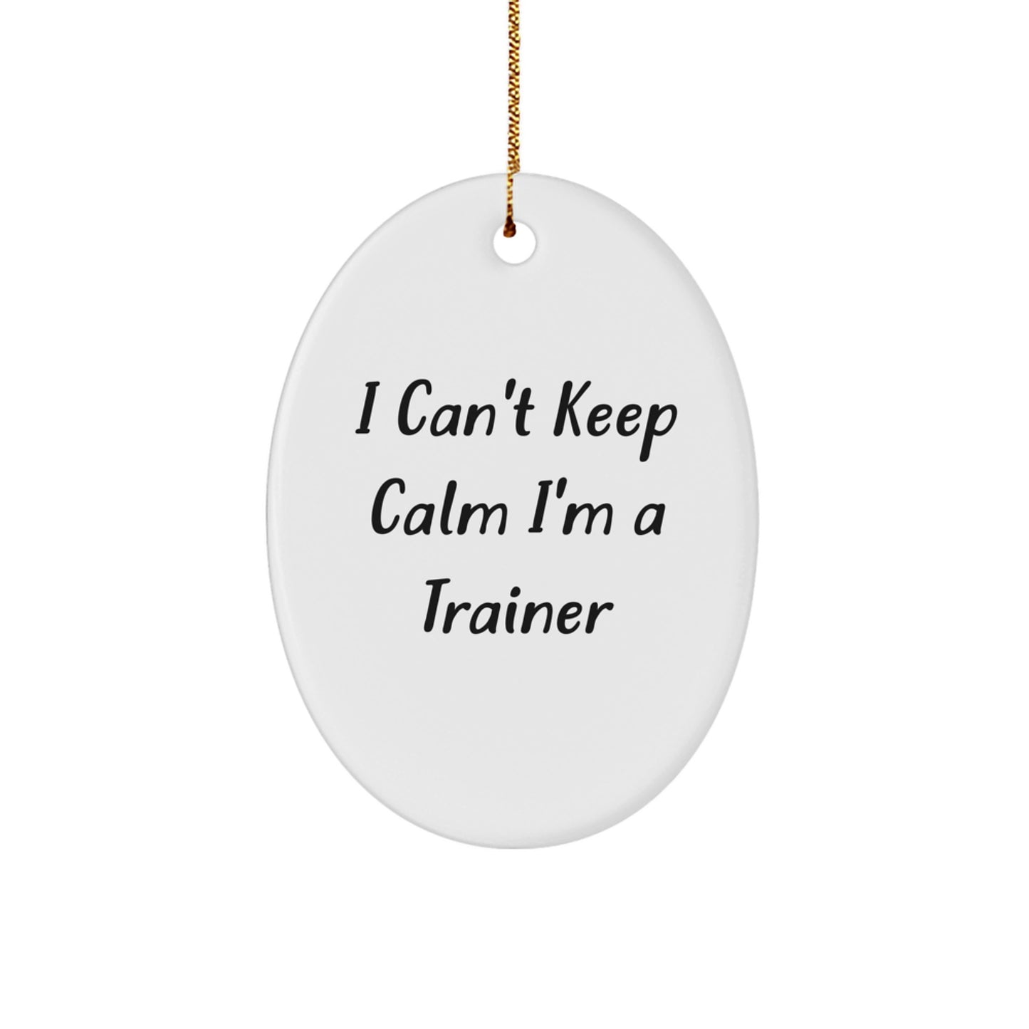 Funny 'I Can't Keep Calm I'm A Trainer' Oval Ornament Gifts from Family for Christmas Trainer - Image 1