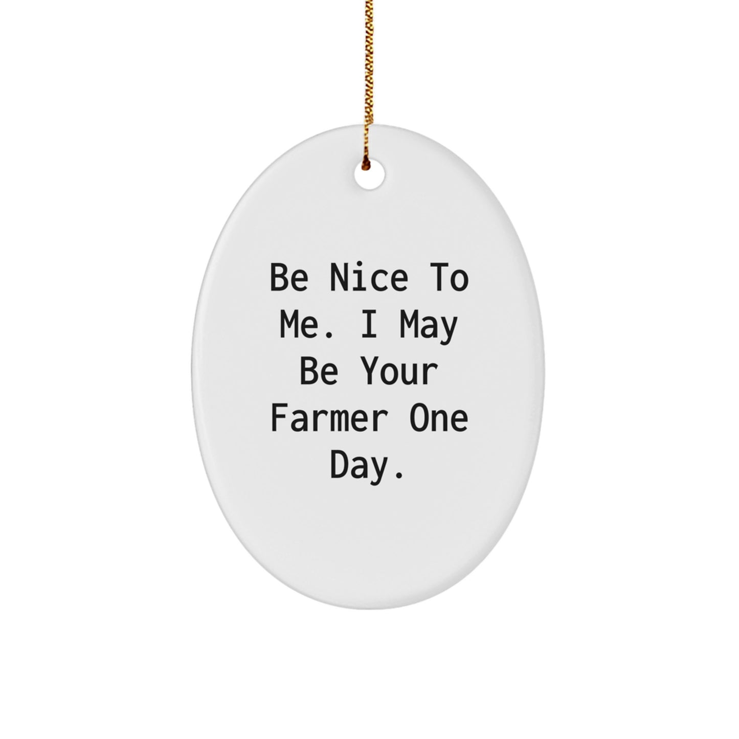Funny Farmer Gifts for Men, Oval Ornament, Be 'Nice' to Your Future Farmer, Christmas Unique Gifts from Friends - Image 1