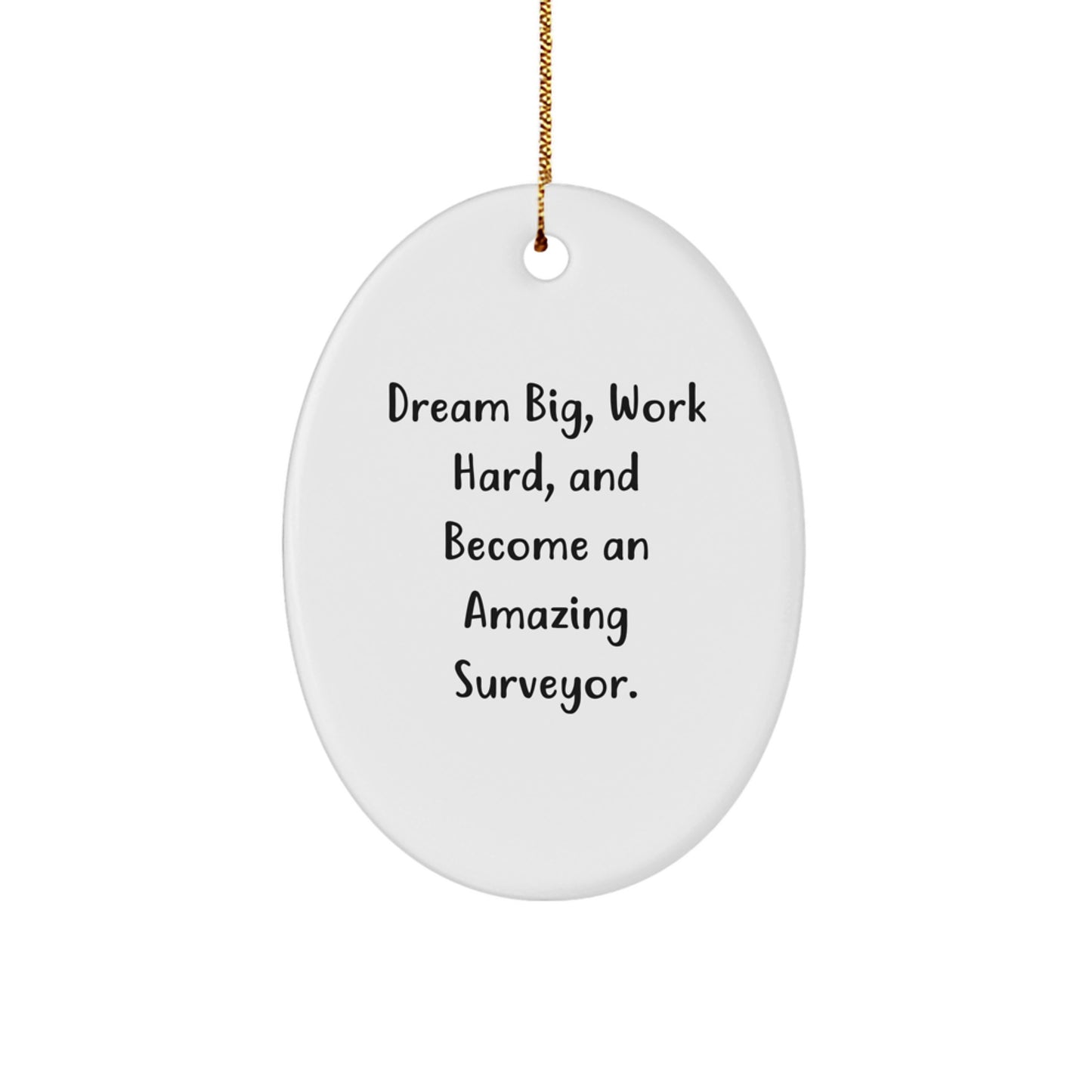 Funny Inspirational Surveyor Gifts from Men to Friends for Christmas Unique Oval Ornament - Image 1