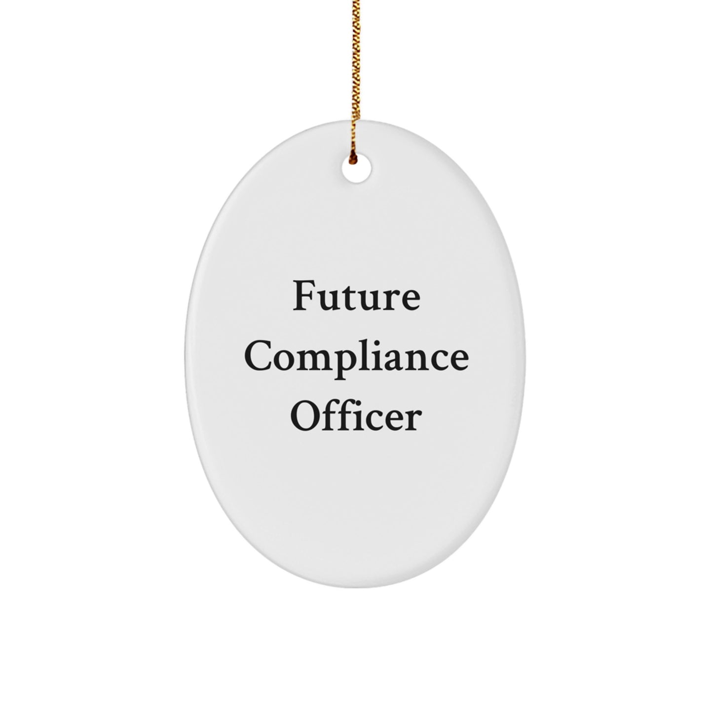 Funny Compliance Officer Gifts for Men, 'Future Compliance Officer' Oval Ornament, White, Oval Shaped, Unique Christmas Unique Gifts from Friends to Coworkers - Image 1