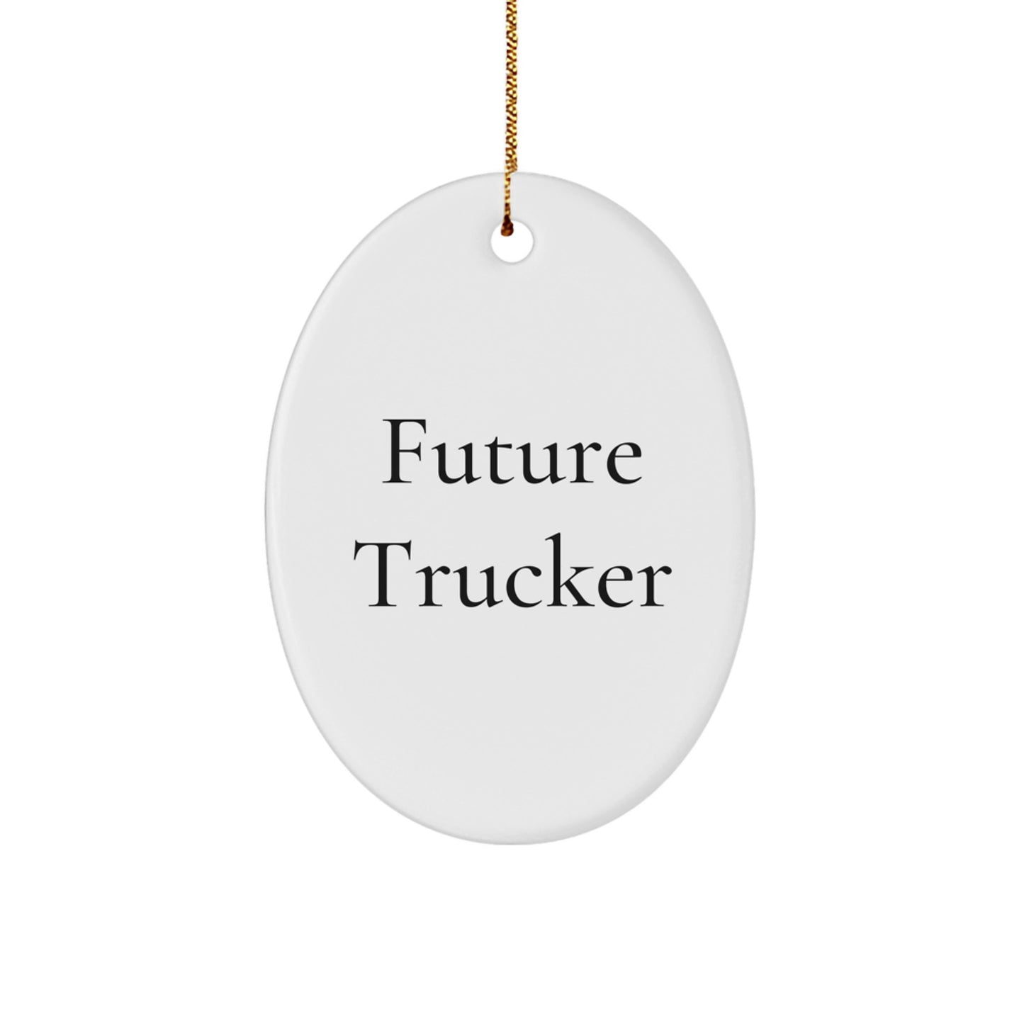 Funny Future Trucker Gifts for Men - Oval Ornament with Trucker Quote - Christmas Unique Gifts from Friends - Image 1