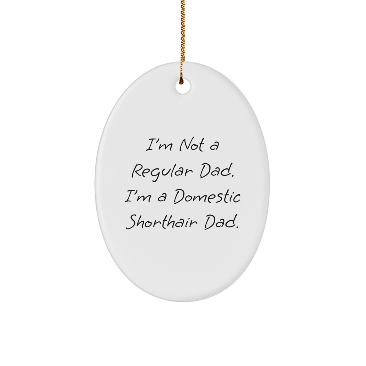 Domestic Shorthair Cat Gifts, Funny Quote Oval Ornament, Gifts from Men to Family for Christmas Unique Decorations - Image 1