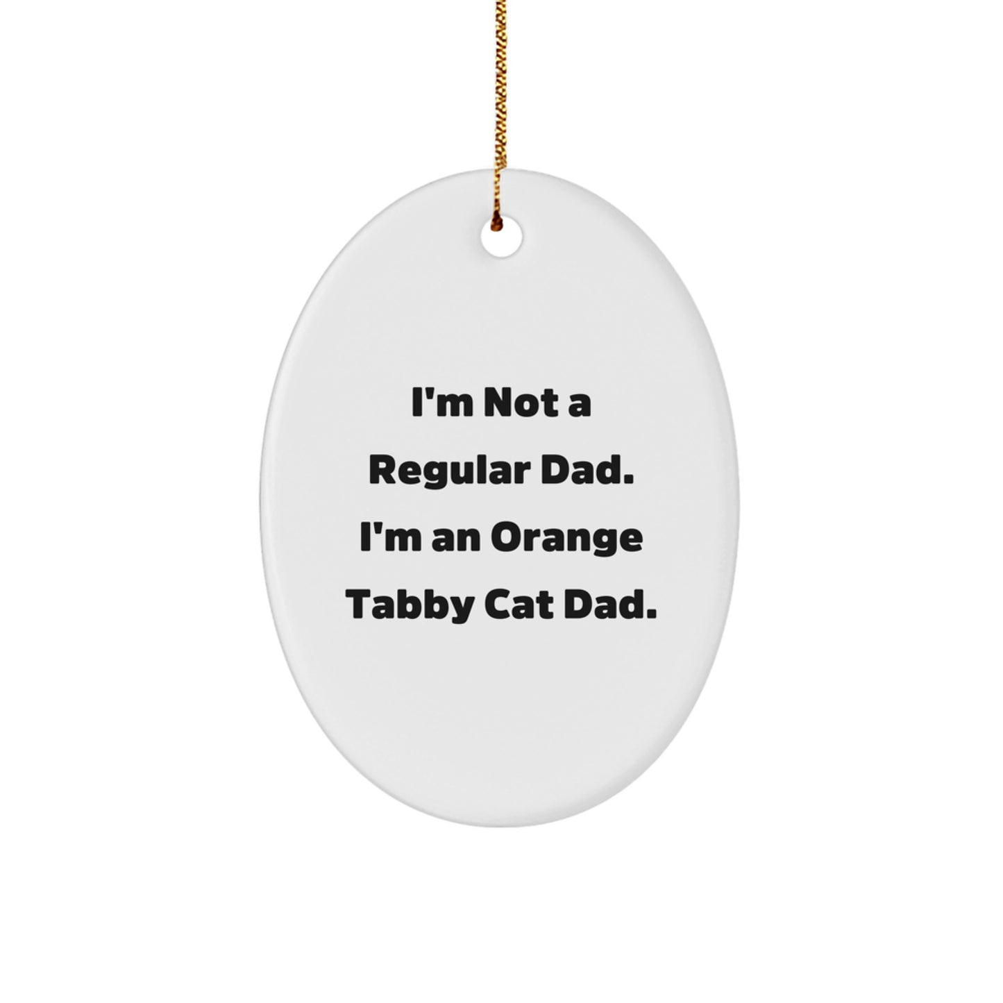 Funny Orange Tabby Cat Dad Gifts from Men to Family, Oval Ornament for Christmas Unique Gifts - Image 1