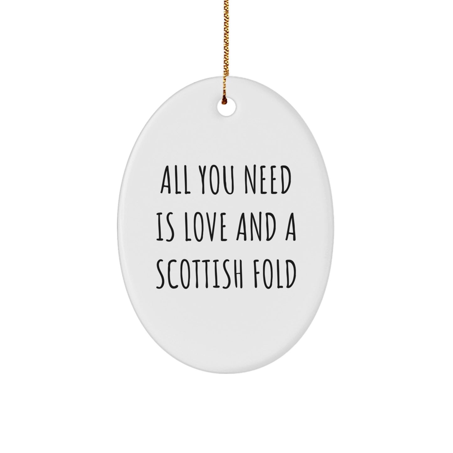 Scottish Fold Cat Oval Ornament Funny Gift From Friends and Family for Christmas - Image 1