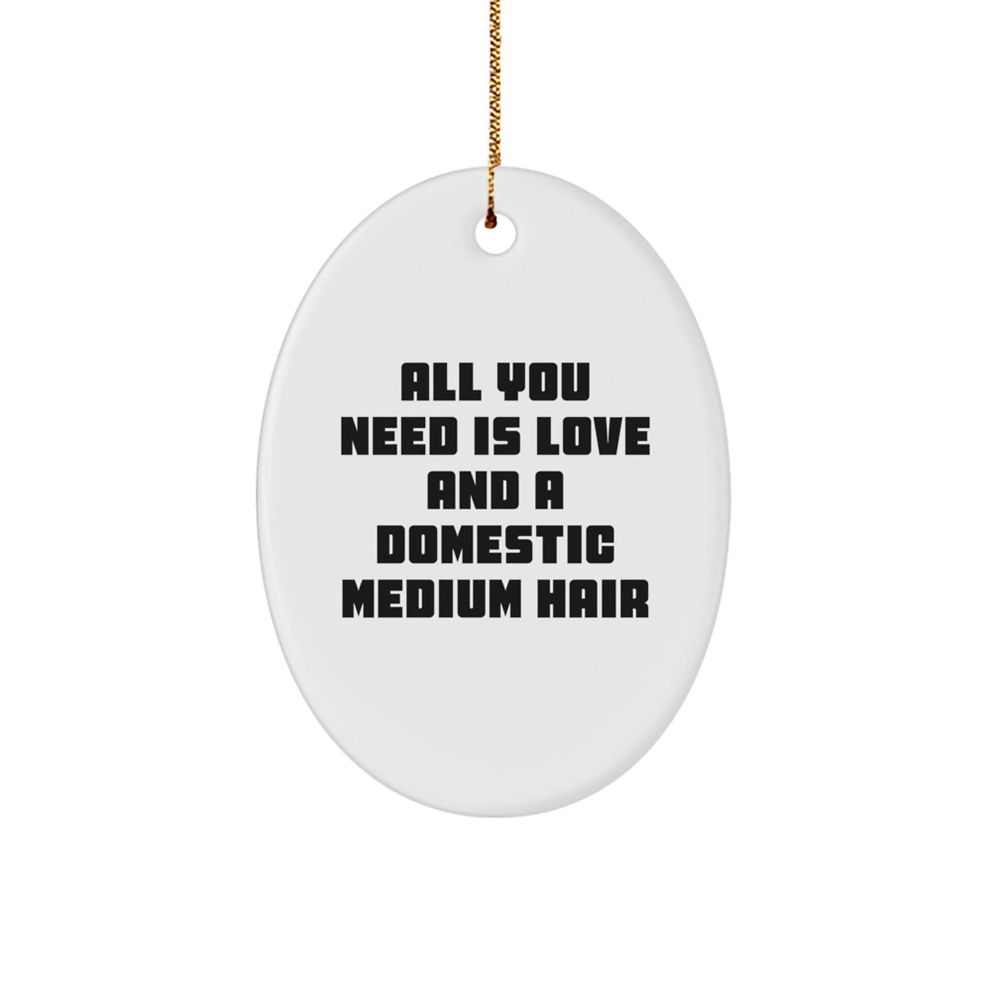 Gifts for Domestic Medium Hair Owners, Oval Ornament with Funny Quote, Christmas Unique Gifts from Friends, Family, or Coworkers - Image 1