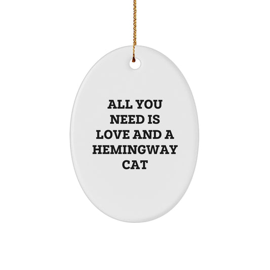 Gifts for Hemingway Cat Lovers, Funny Oval Ornament, Christmas Unique Gifts from Friends, Family, Men, Women - Image 1