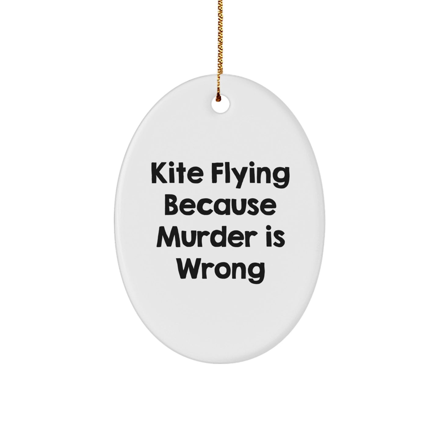 Kite Flying Oval Ornament Funny Gift from Friends to Kite Enthusiasts Christmas Unique Decoration - Image 1