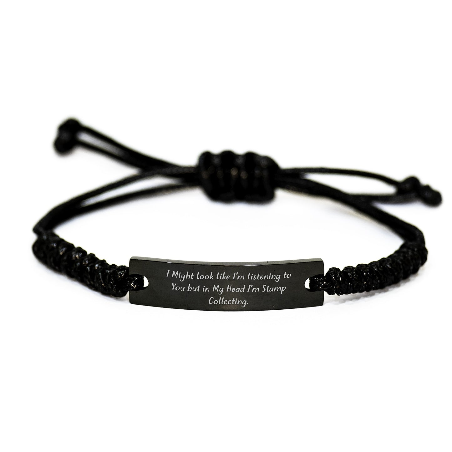 Funny Stamp Collecting Gifts for Men - Birthday Unique Rope Bracelets for Friends from - I Might Look Like I'm Listening To You But In My Head I'm Stamp Collecting. - Image 1