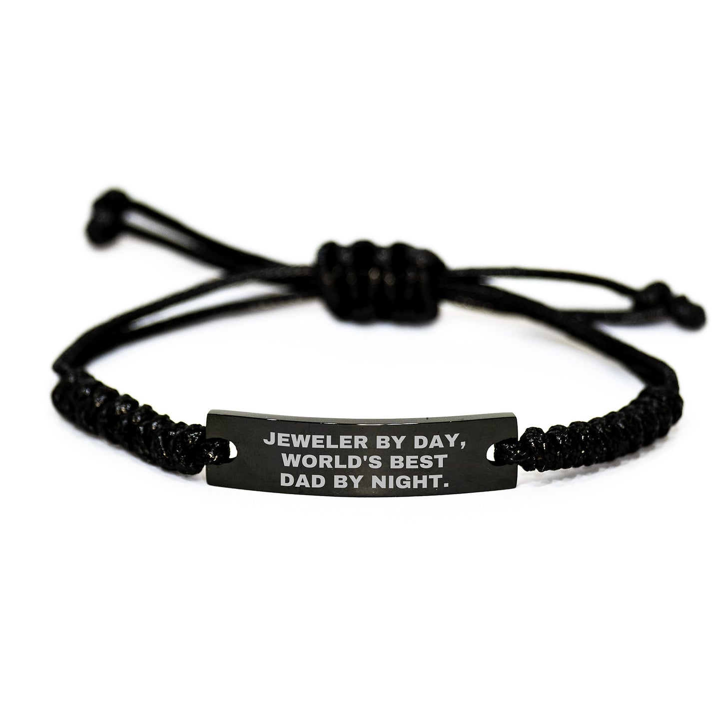Jeweler Gifts for Him by Day, World's Best Dad by Night, Black Rope Adjustable Birthday Unique Gift from Family - Image 1
