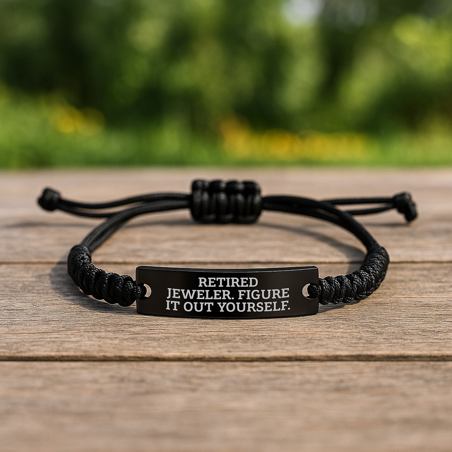 Funny Quote Rope Bracelet Gifts from Men to Jeweler for Graduation - Adjustable Black Stainless Steel with Interlaced Rope - Image 2