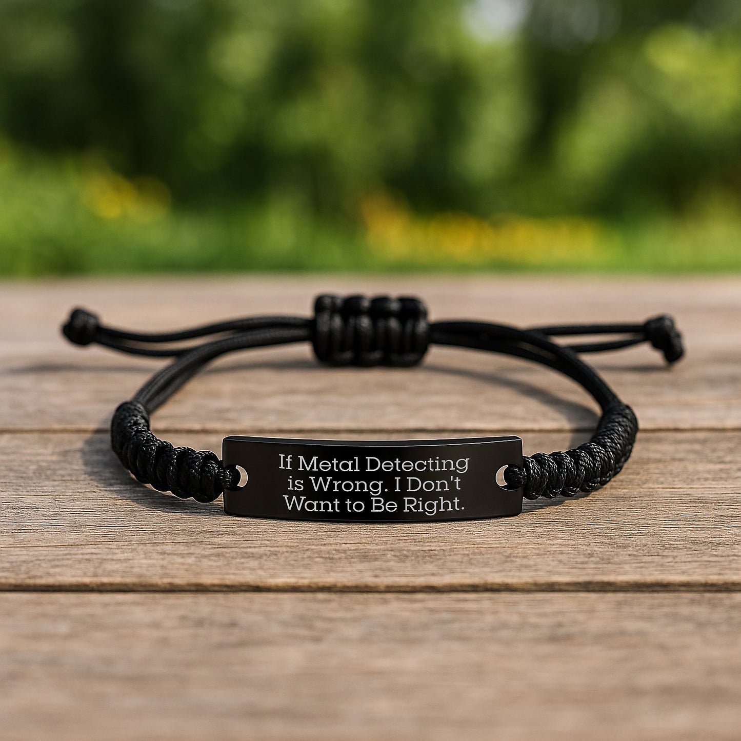 Metal Detecting Humor Gifts, Funny Quote Rope Bracelet for Men, Women, Friends, Coworkers, Family - Adjustable Black Stainless Steel with Interlaced Rope - Image 2