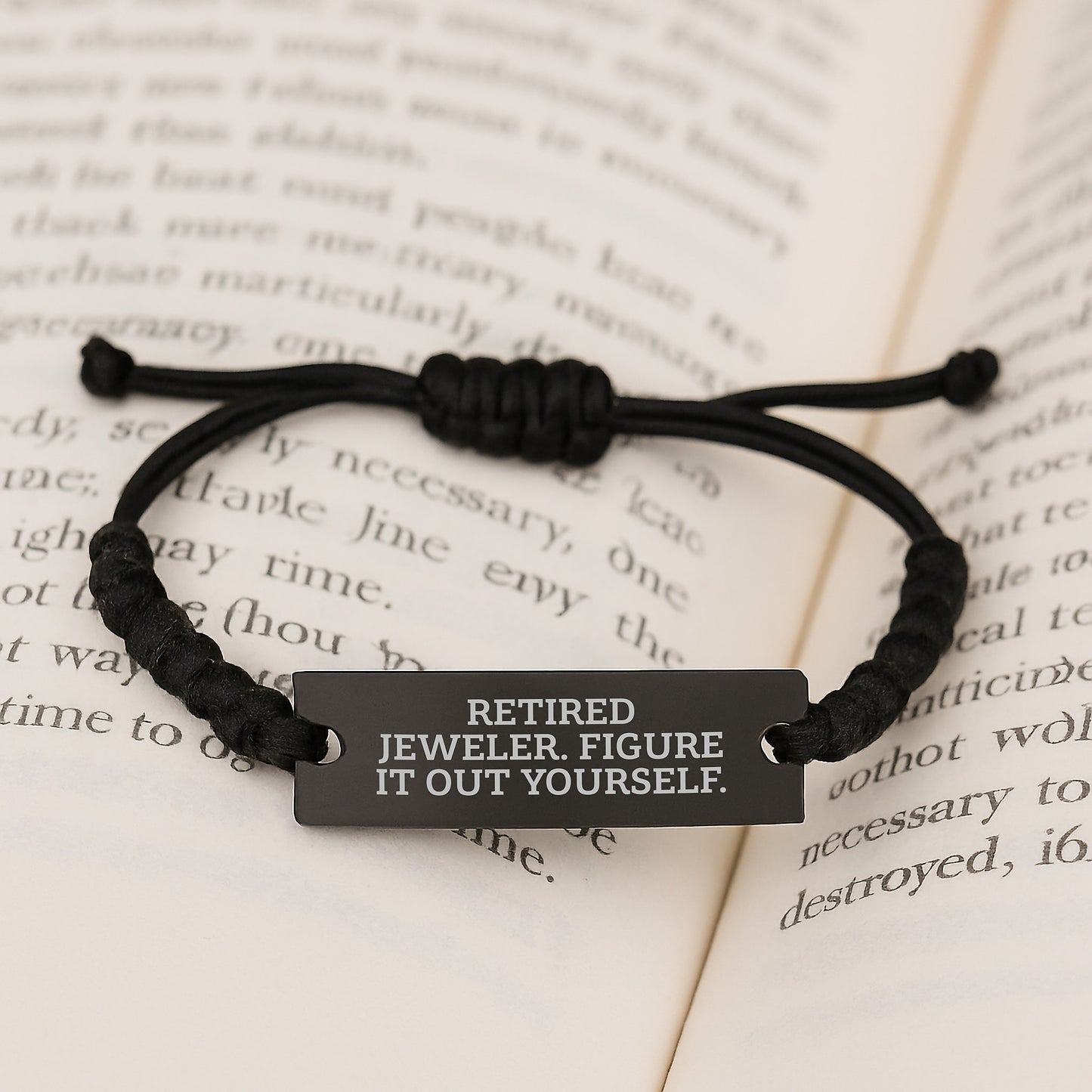 Funny Quote Rope Bracelet Gifts from Men to Jeweler for Graduation - Adjustable Black Stainless Steel with Interlaced Rope - Image 3