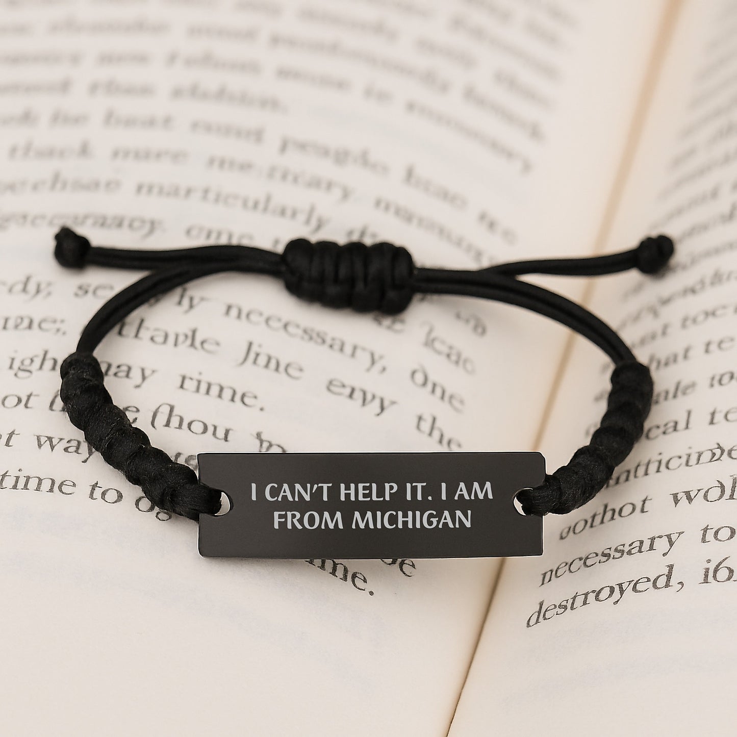 Michigan Proud Rope Bracelet for Men, Funny Gifts from Michigan, Inspirational Quote for Graduation, Adjustable Black Stainless Steel and Interlaced Rope - Image 3