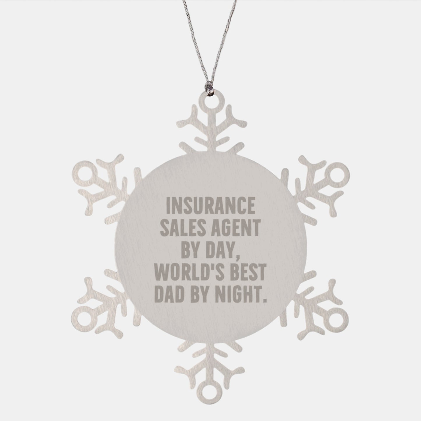 Insurance Sales Agent Gifts, Snowflake Ornament, 'Insurance Sales Agent By Day, World's Best Dad By Night.' Quote, Unique Christmas Unique Gifts from Men to Insurance Sales Agent - Image 1