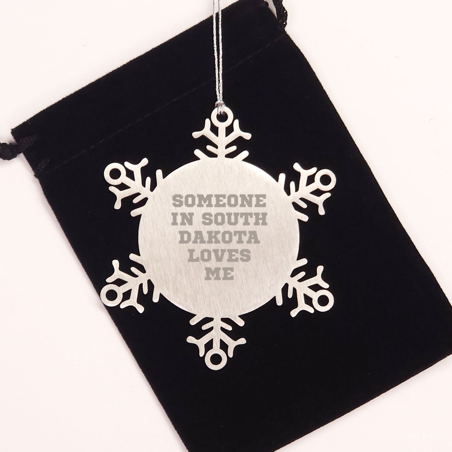 South Dakota Snowflake Ornament Someone In South Dakota Loves Me Funny Christmas Unique Gifts from Friends for Family, Unique Snowflake Decoration - Image 2