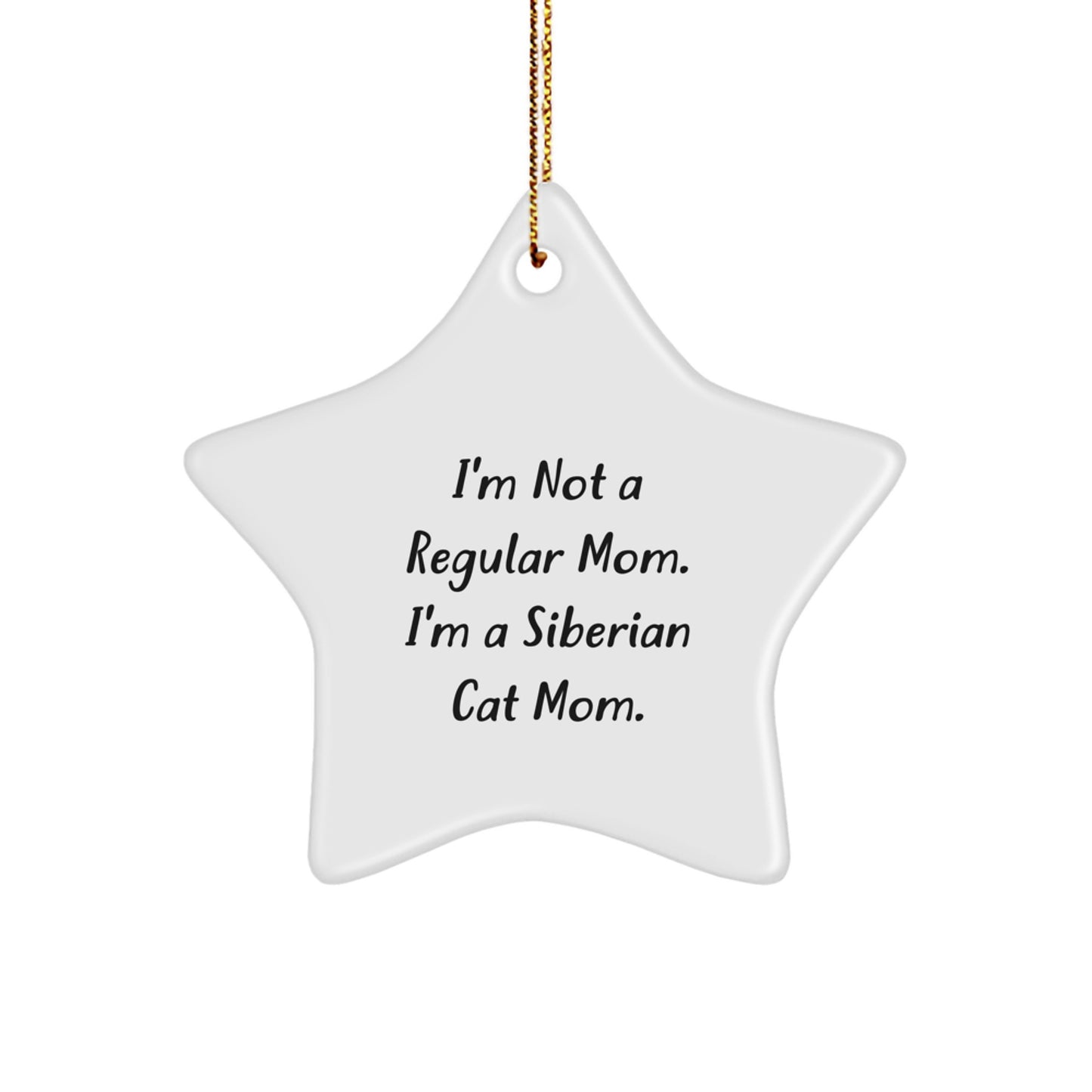 Siberian Cat Mom Christmas Unique Gifts from Family - Funny Star Ornament for Siberian Cat Lover - White Star Shaped Home Decor - Image 1